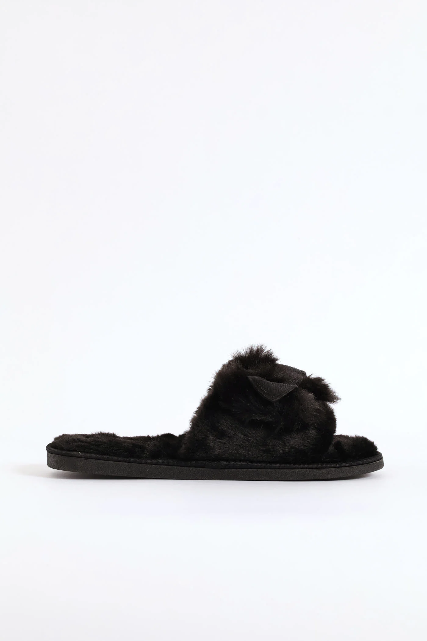 Bow Detail Open Toe Slipper - Black - Image 3