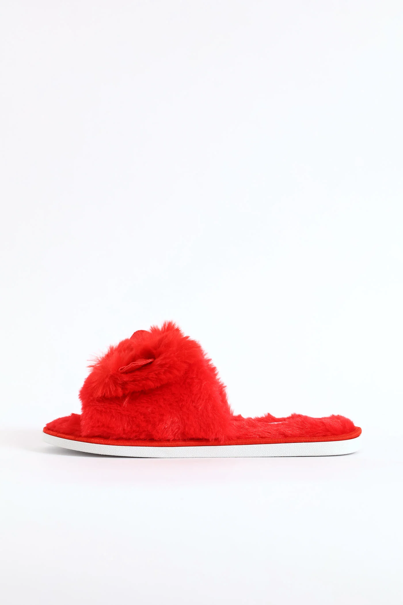Bow Detail Open Toe Slipper - Red - Image 4