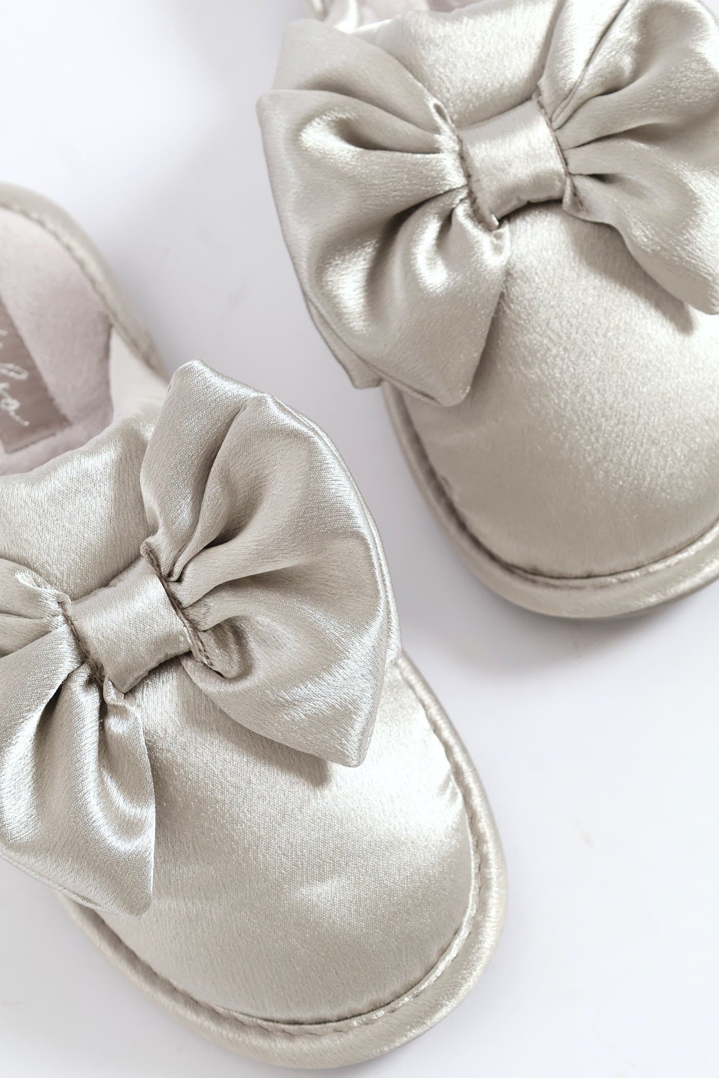 Bow Detail Satin Slipper - Grey - Image 4