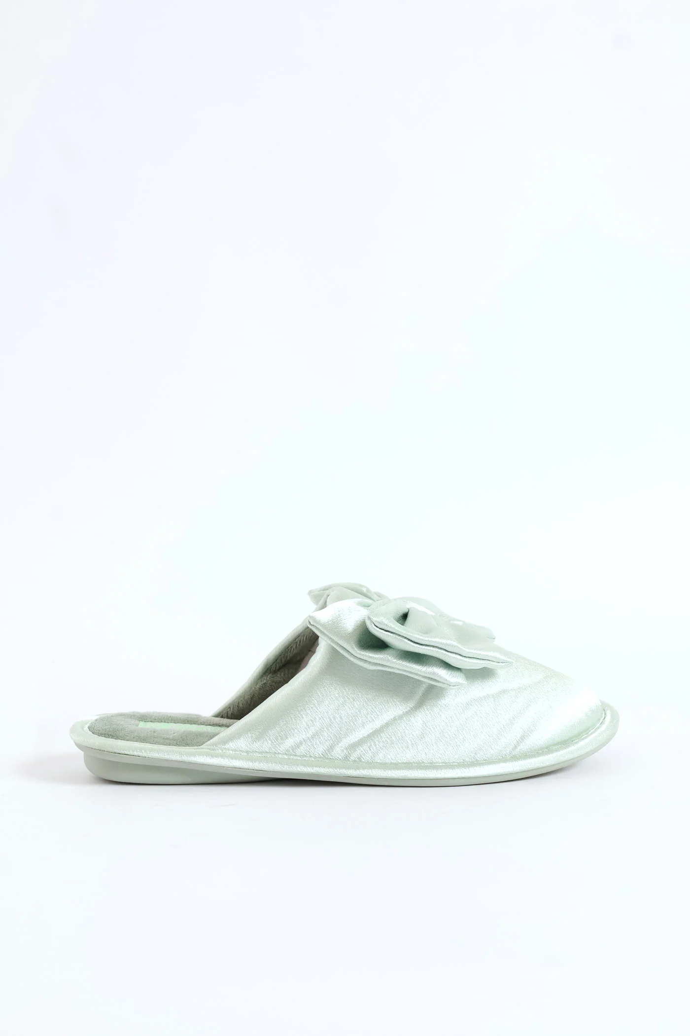 Bow Detail Satin Slipper - Sage - Image 6