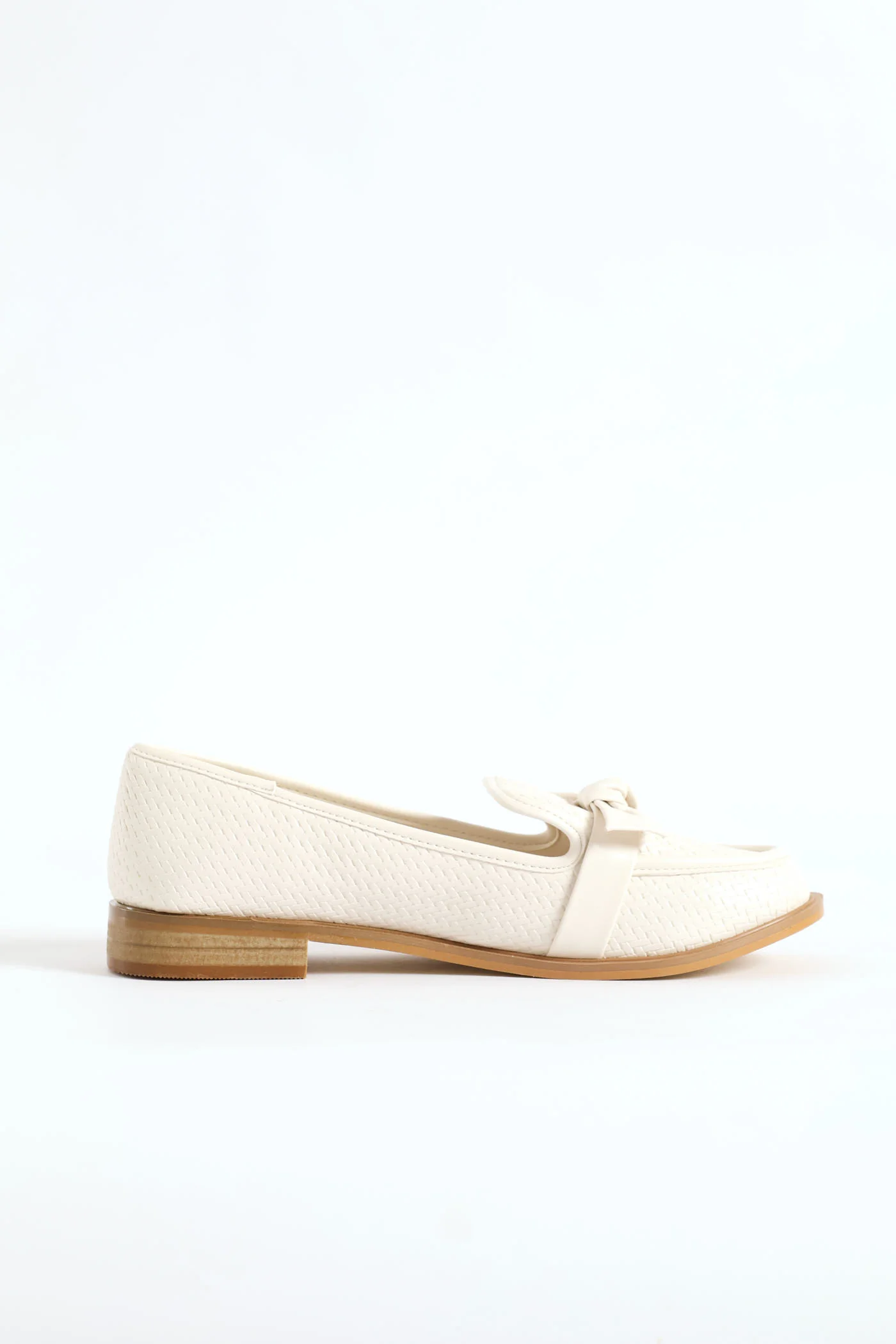 Bow Detail Weaved Loafer - Off White - Image 3