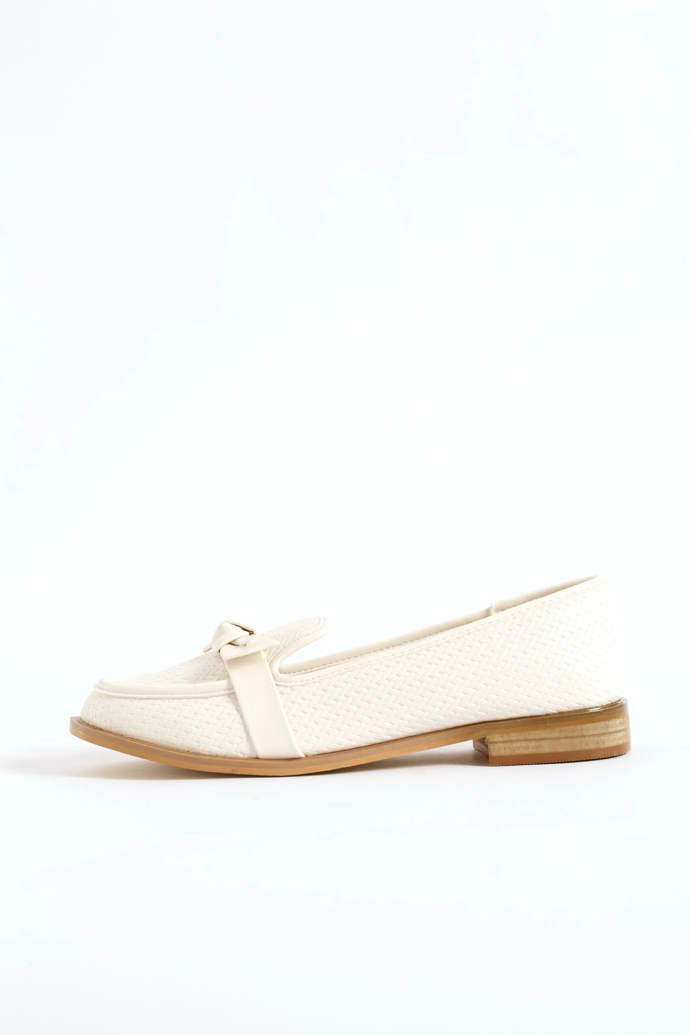 Bow Detail Weaved Loafer - Off White - Image 4