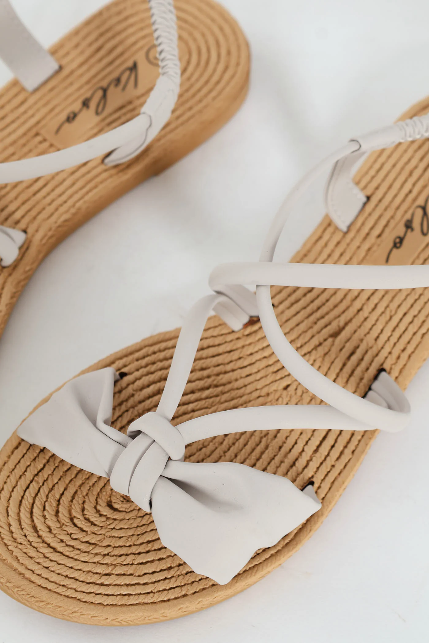 Bow Elasticated Slingback Sandal - Light Grey - Image 2