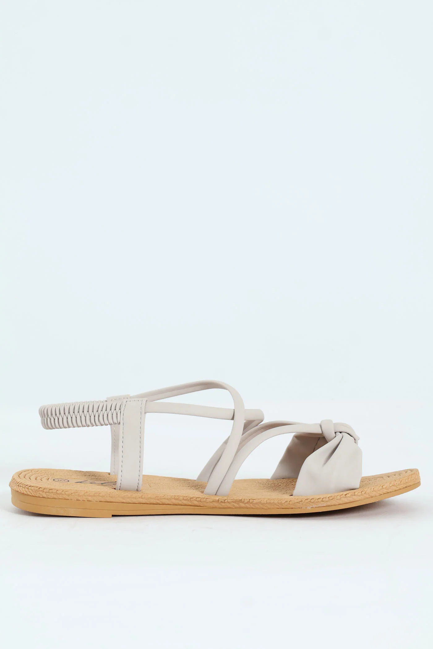 Bow Elasticated Slingback Sandal - Light Grey - Image 3