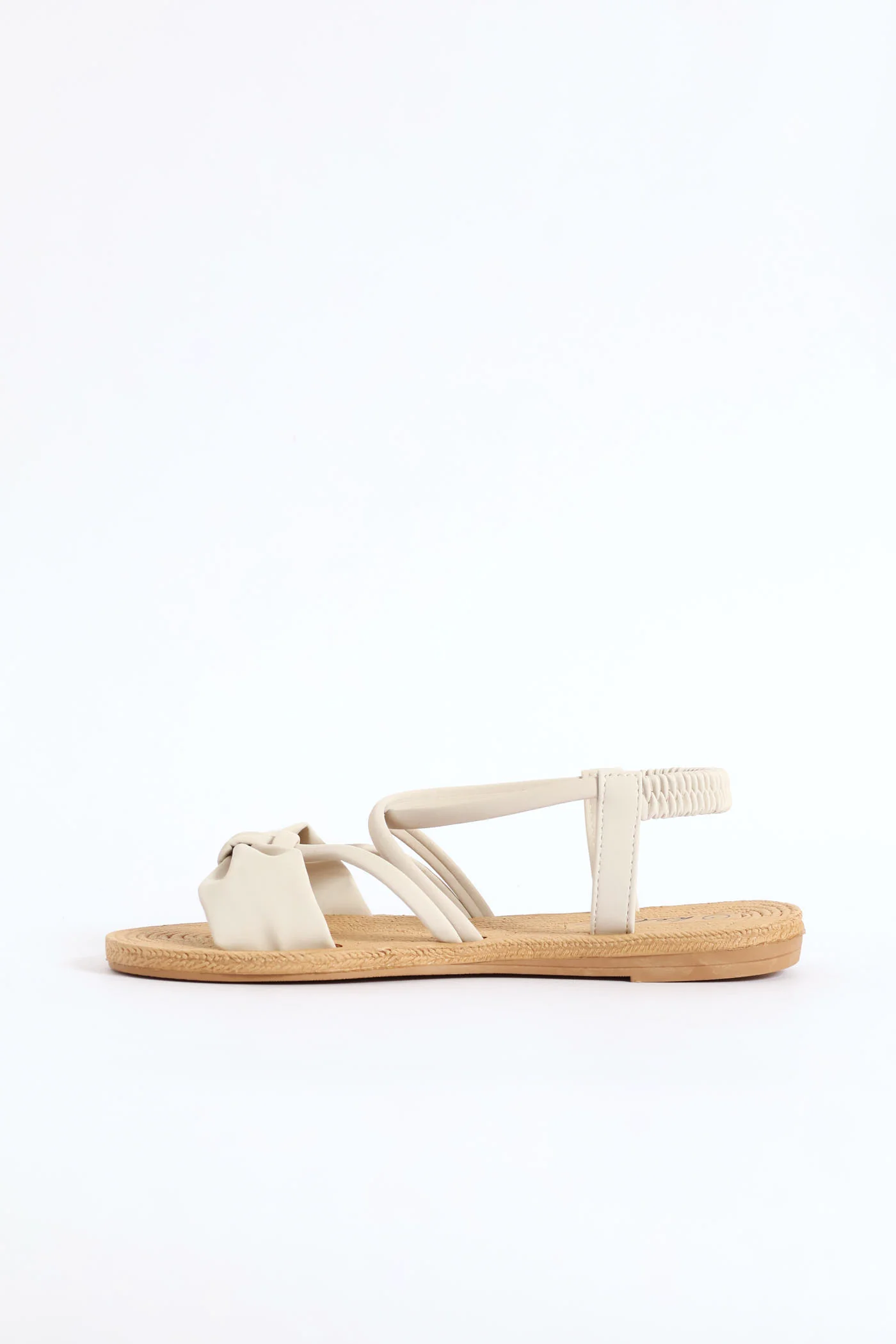 Bow Elasticated Slingback Sandal - Natural - Image 3
