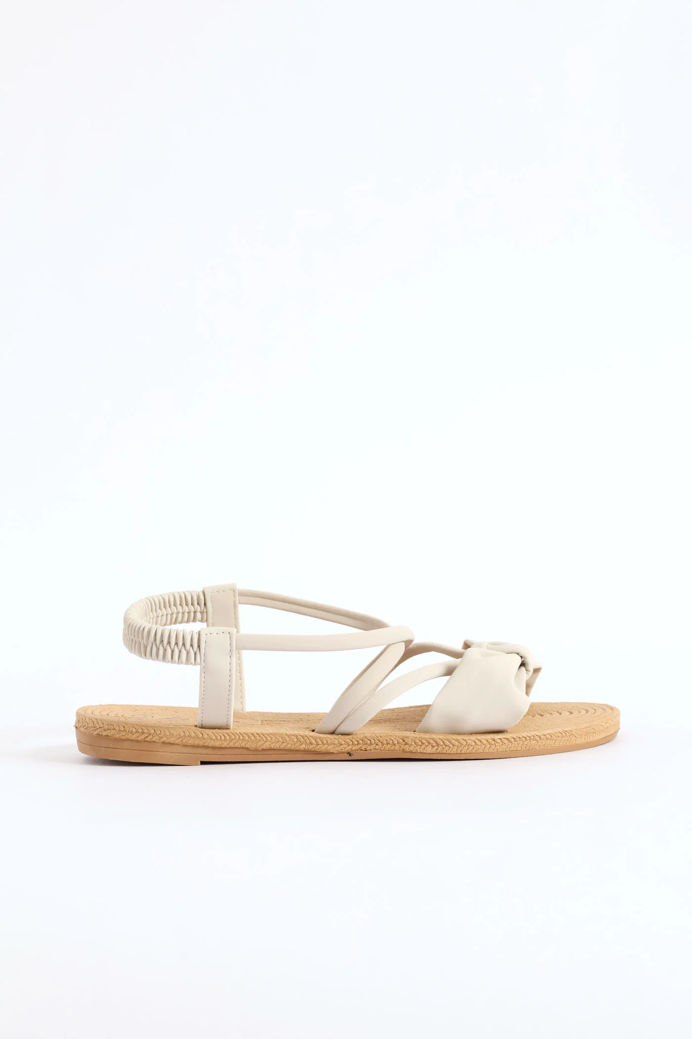 Bow Elasticated Slingback Sandal - Natural - Image 4