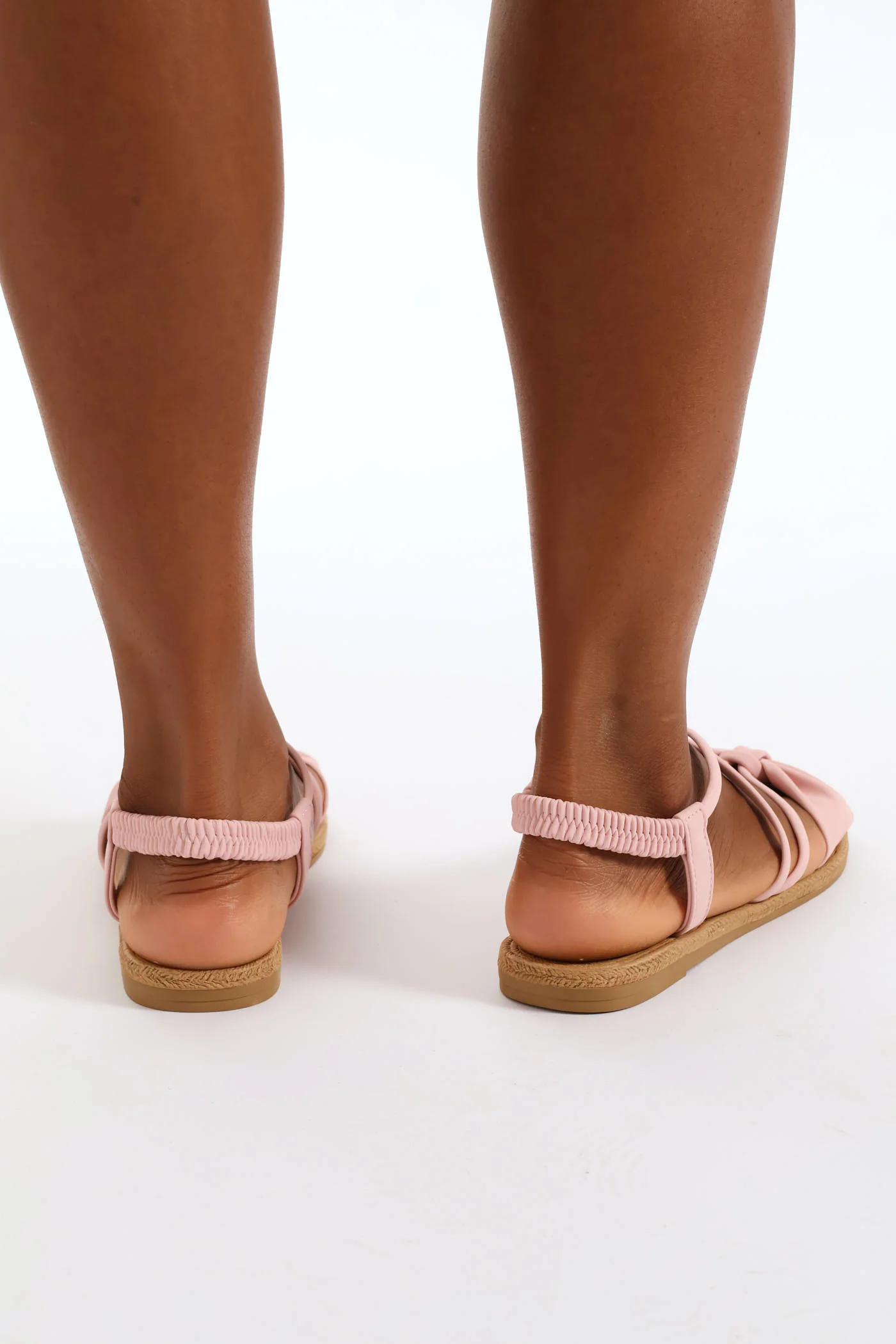 Bow Elasticated Slingback Sandal - Pink - Image 2