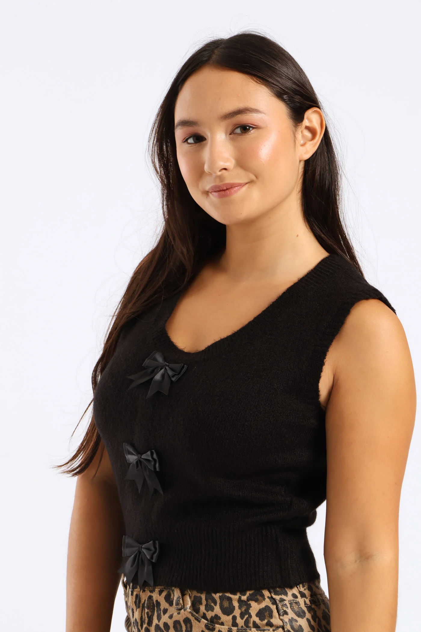 Bow Front Vest - Black - Image 2