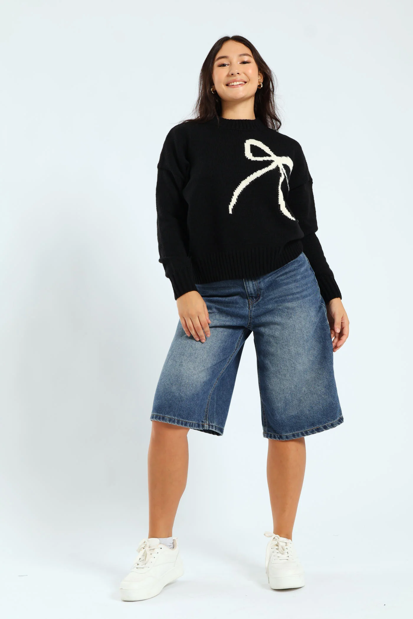 Bow Knit Pullover - Black - Image 4