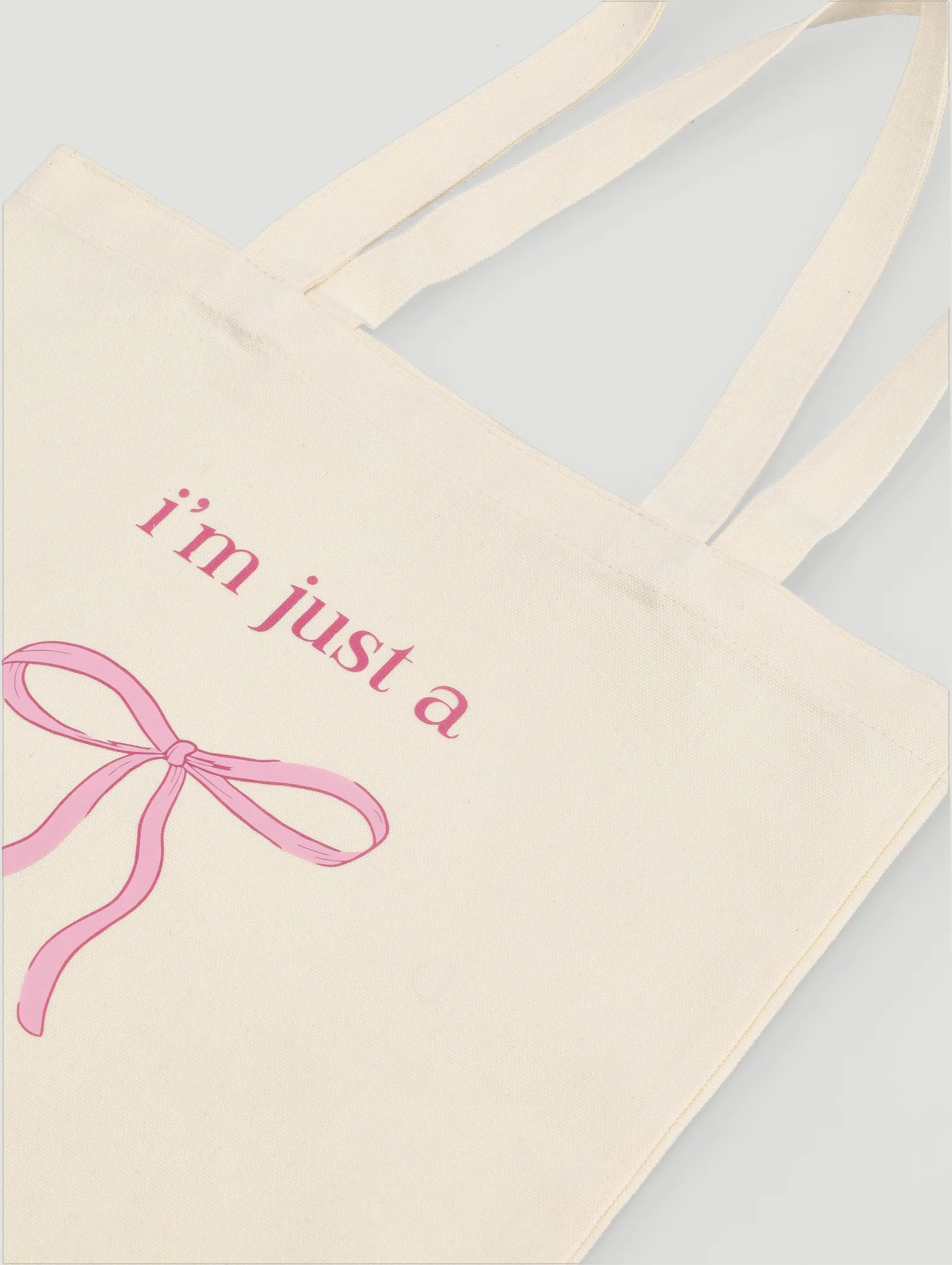 I'm Just a Girl Bow Printed Tote Bag - Image 3