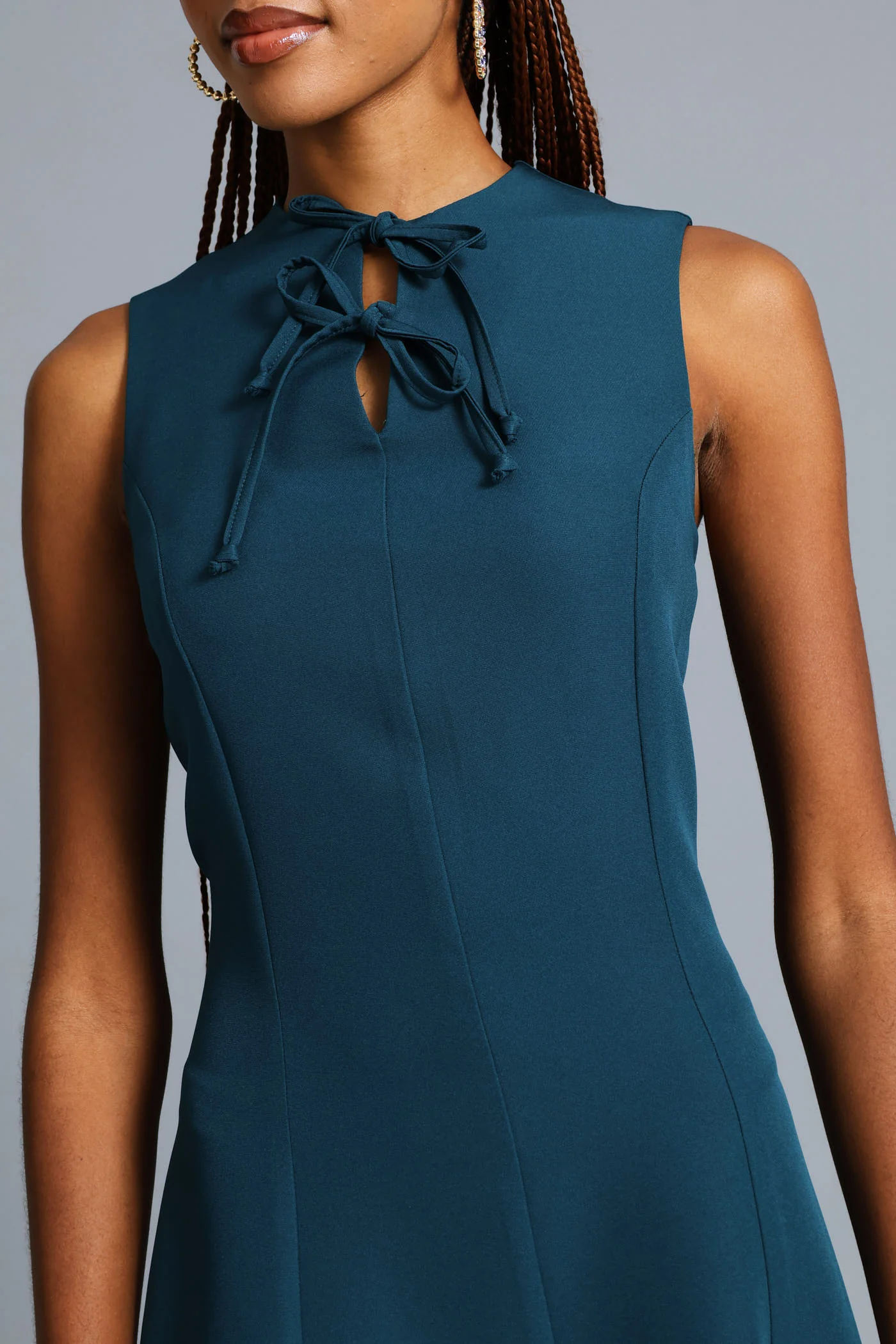 Bow Tie Bodycon Dress - Teal - Image 2