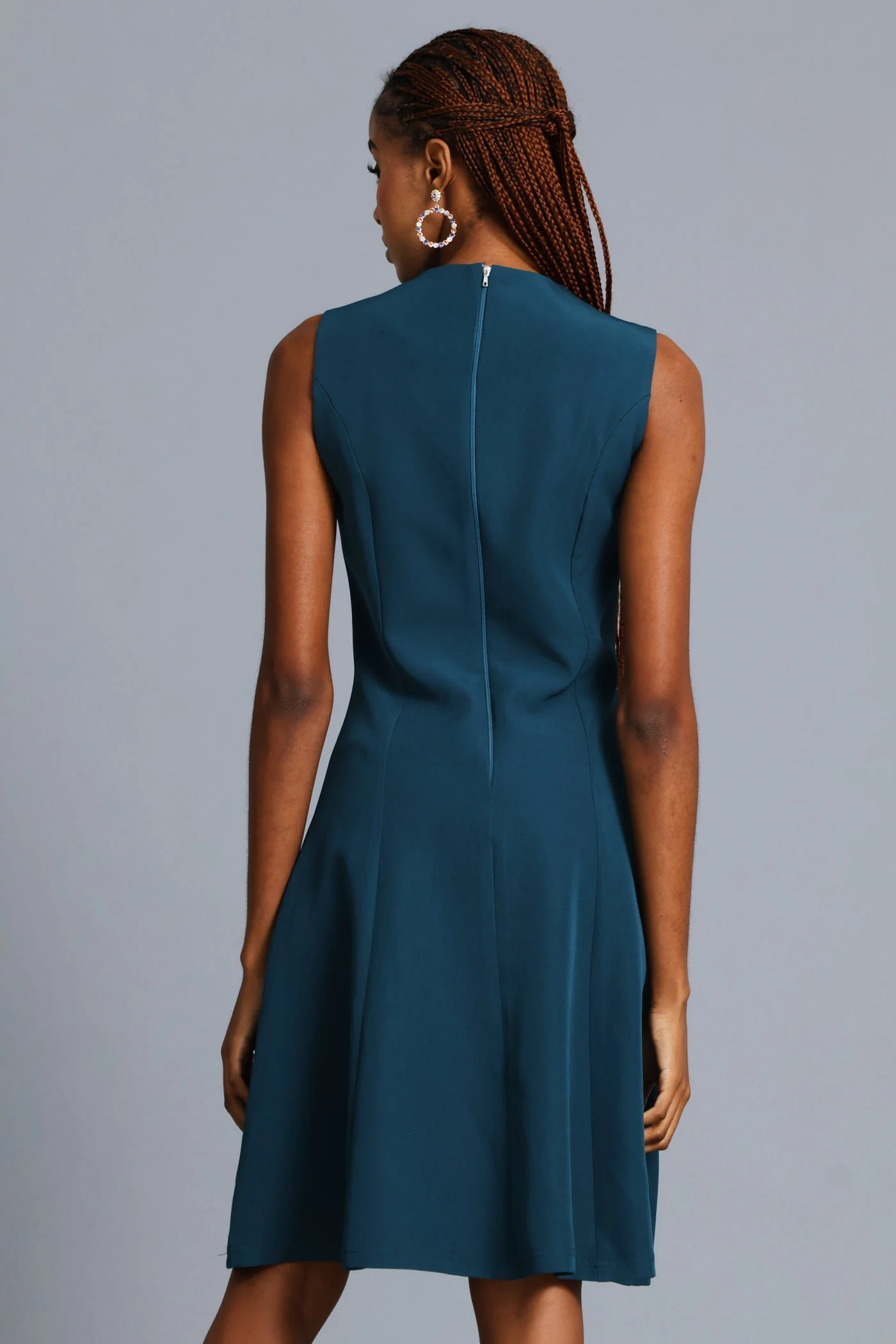 Bow Tie Bodycon Dress - Teal - Image 4