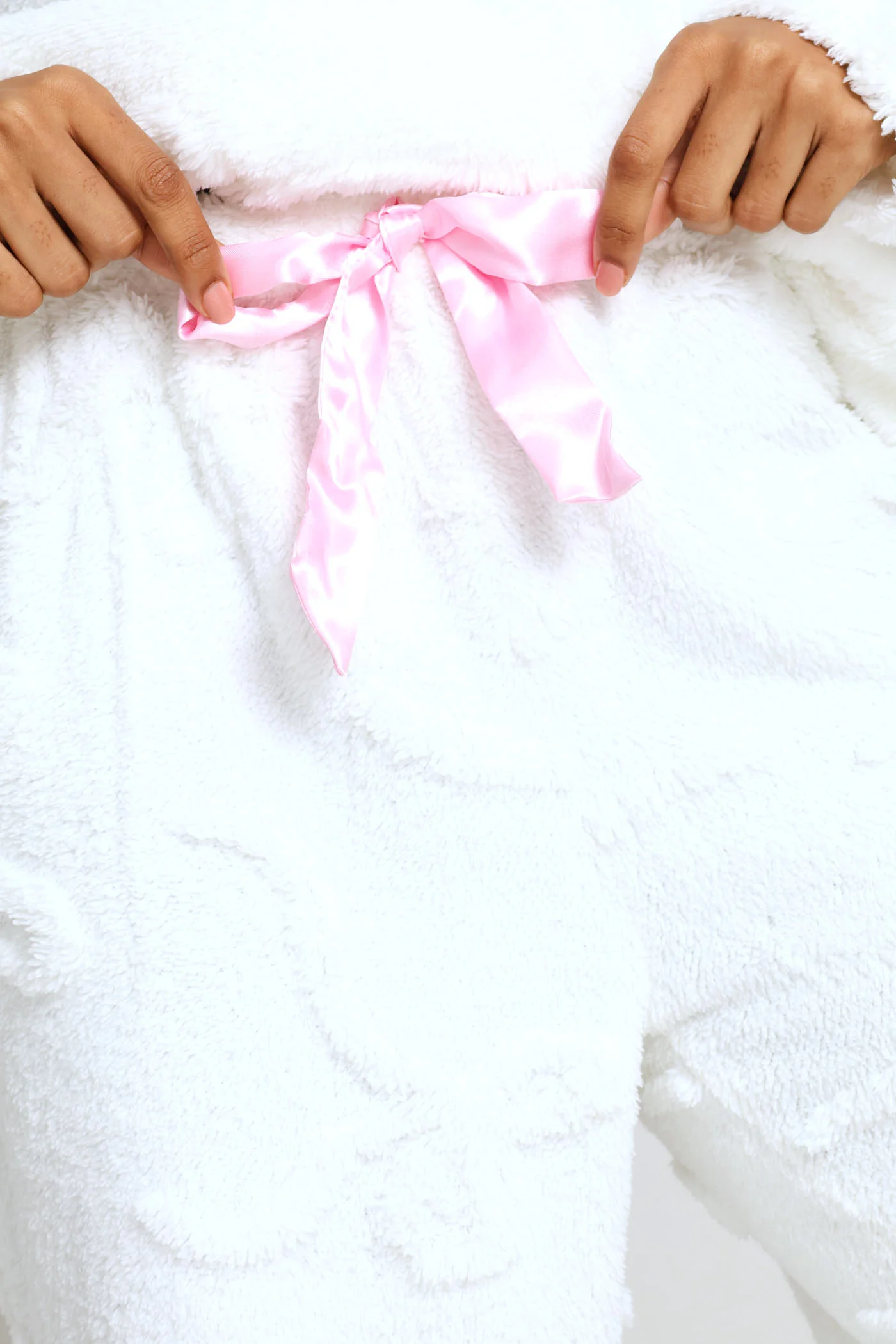 Bows Embossed Polar Fleece Long Sleeve Top & Pant Set - Cream - Image 3
