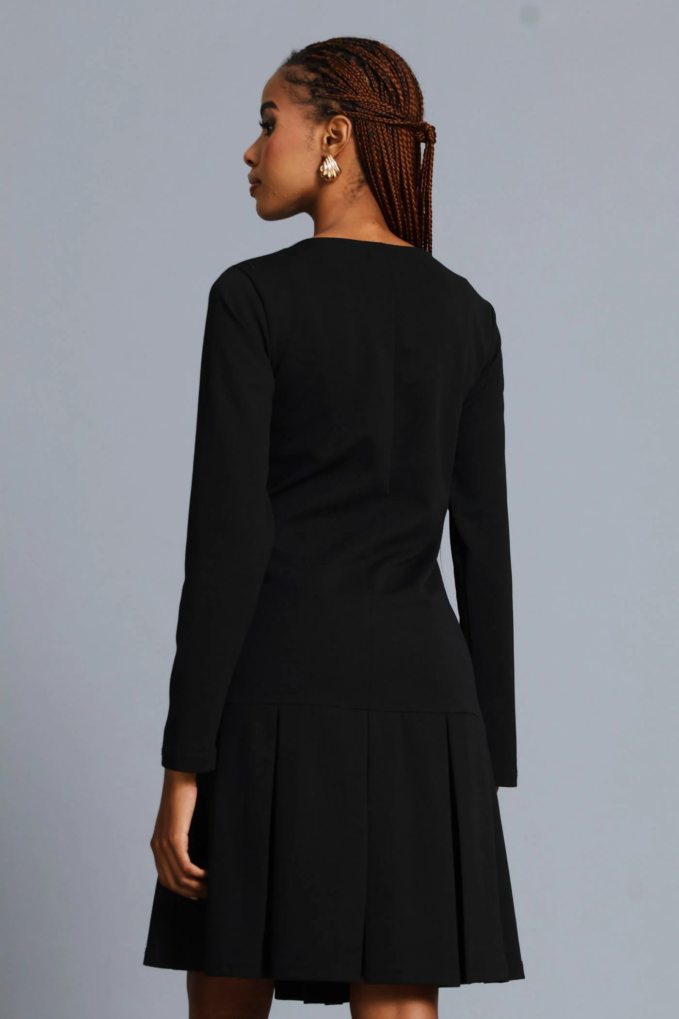 Box Pleated Hem Shift Dress - Black - Image 4