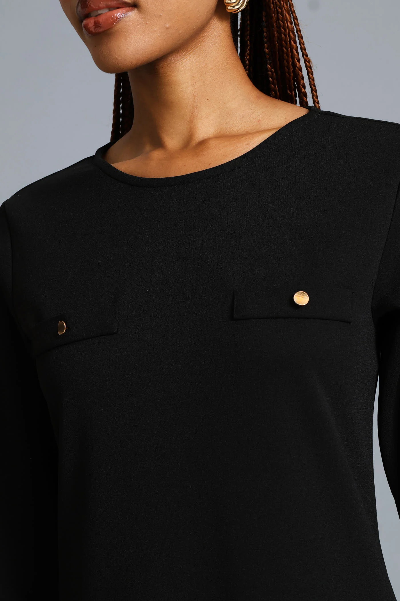 Box Pleated Hem Shift Dress - Black - Image 6