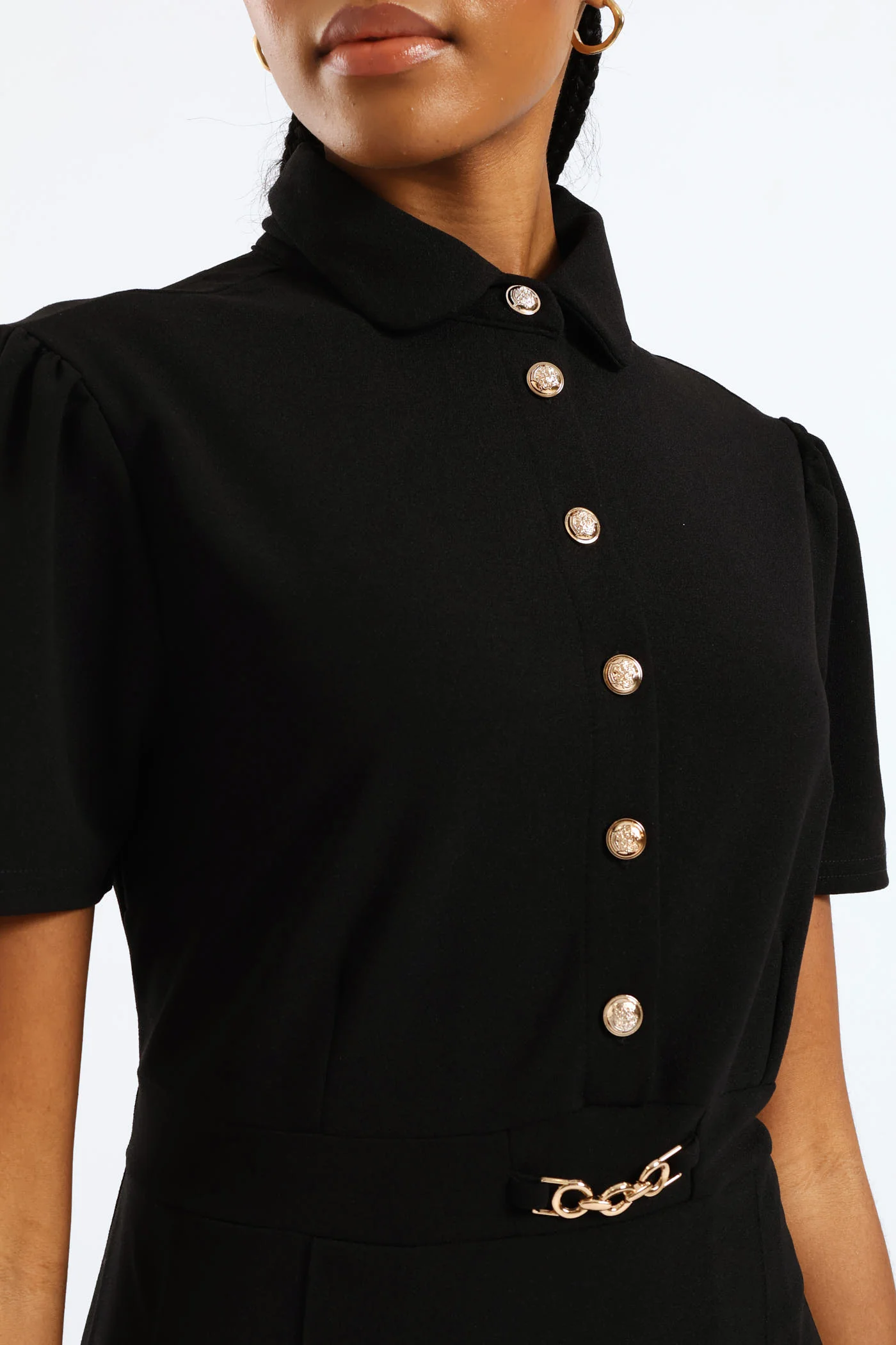 Box Pleated Preppy Dress - Black - Image 2