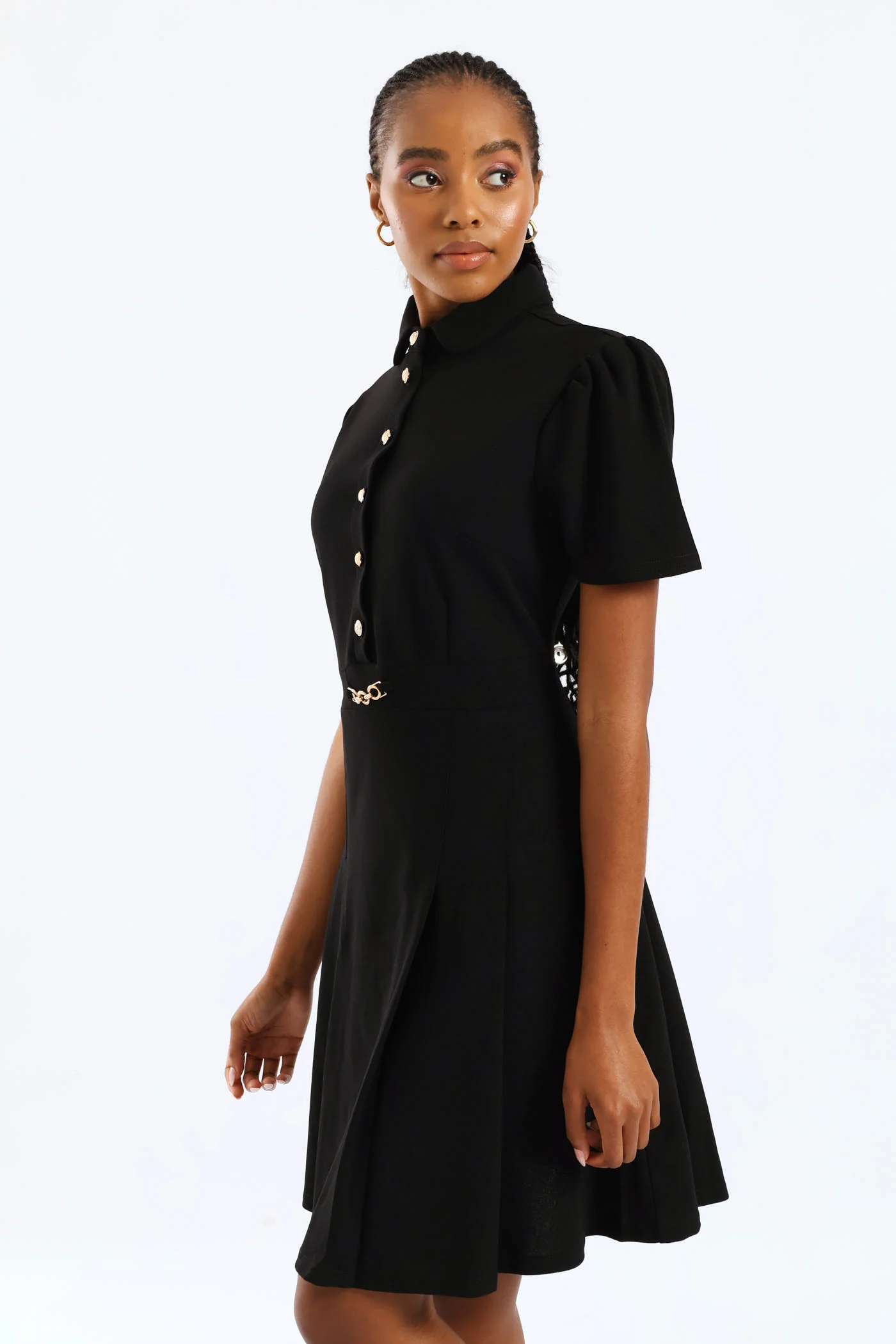 Box Pleated Preppy Dress - Black - Image 3