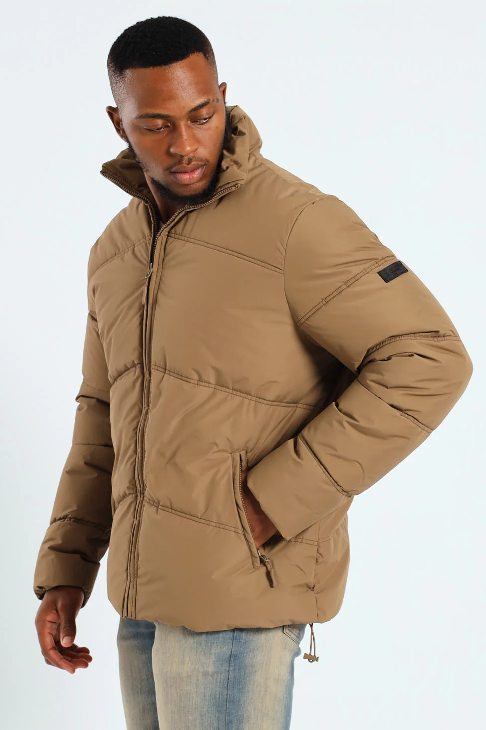 Boxy Fit Puffer - Taupe - Image 3
