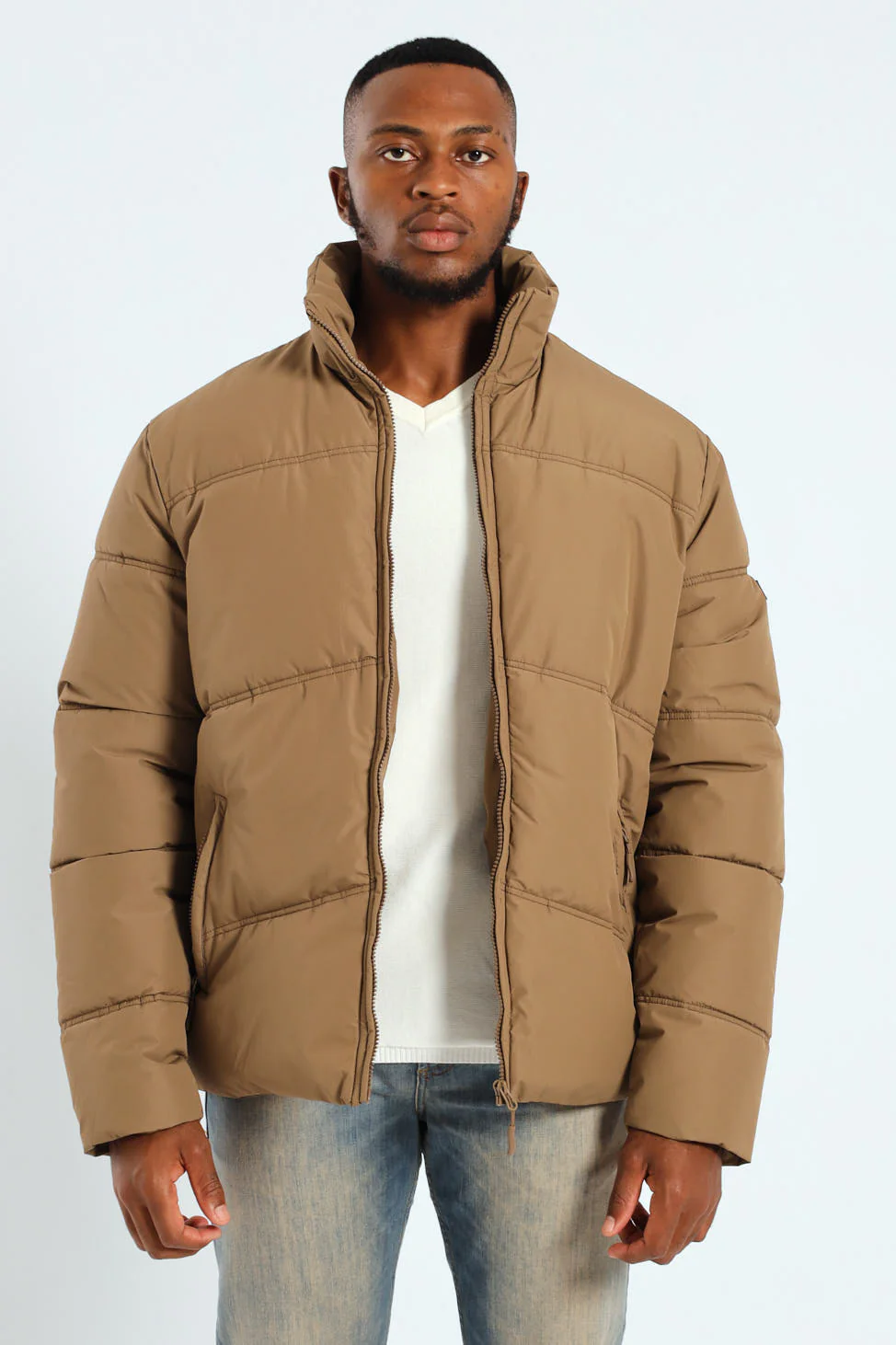 Boxy Fit Puffer - Taupe - Image 5
