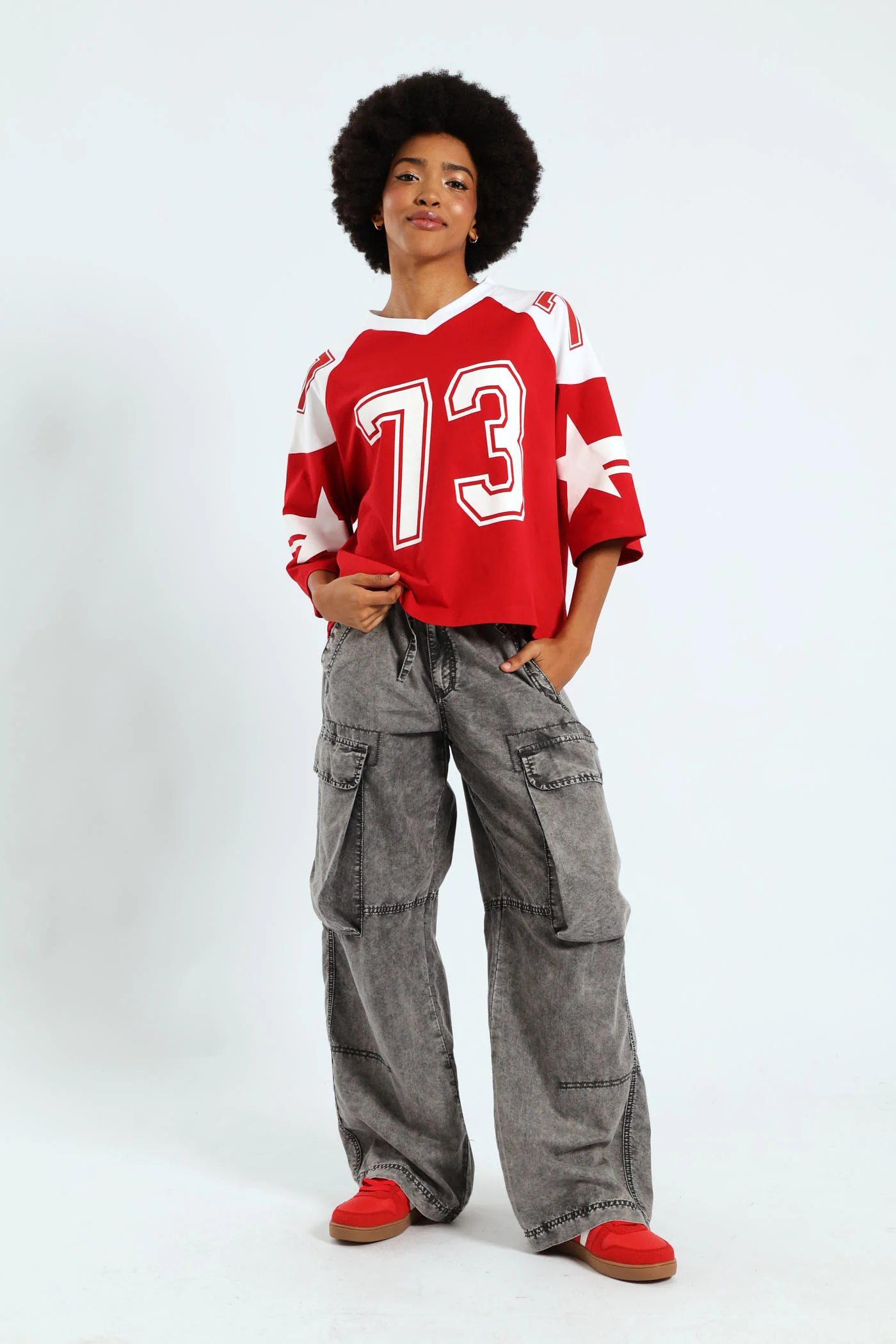 Boxy Football Tee - Red - Image 3