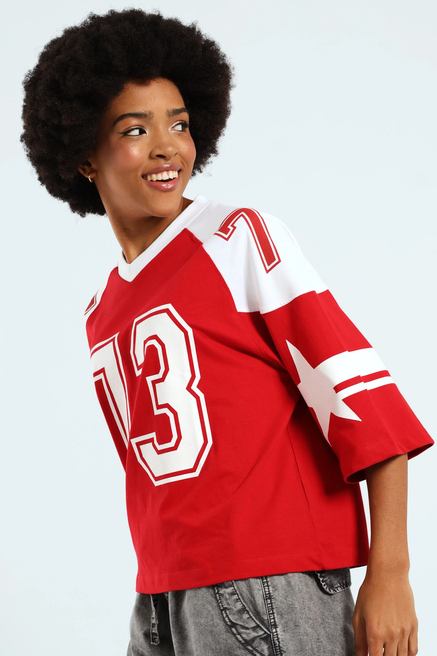 Boxy Football Tee - Red - Image 4
