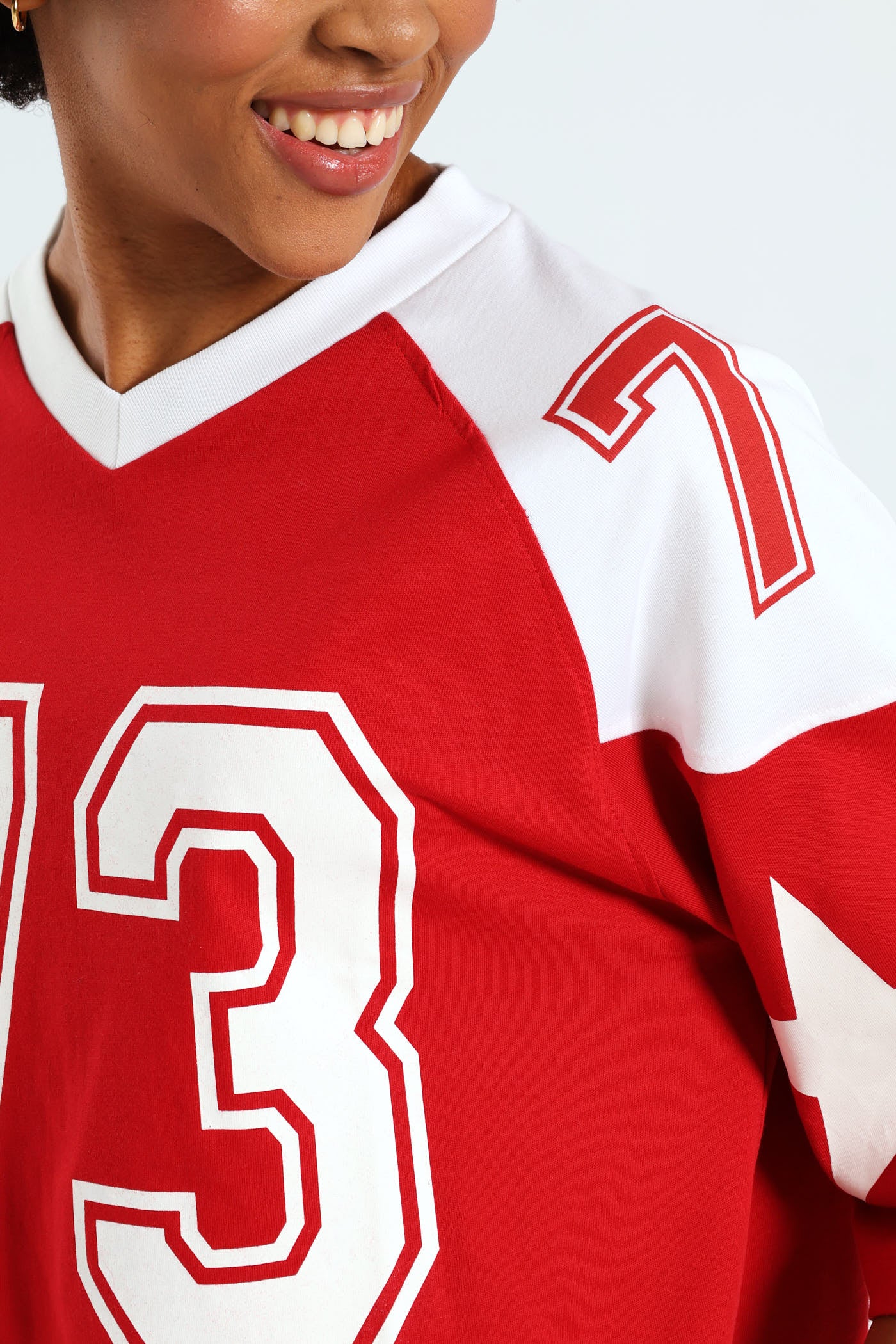 Boxy Football Tee - Red - Image 6