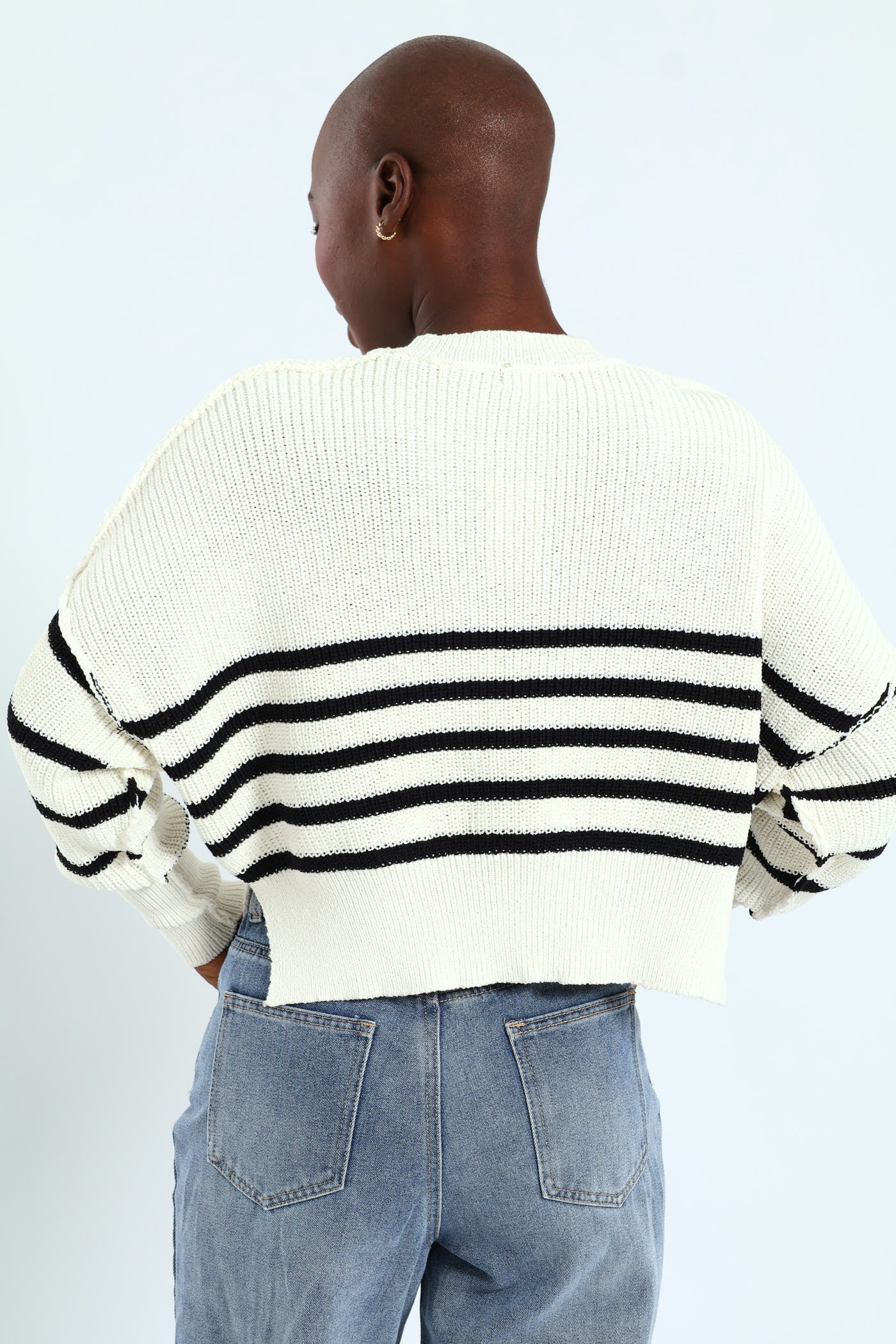 Boxy Stripe Knitwear - Cream - Image 4