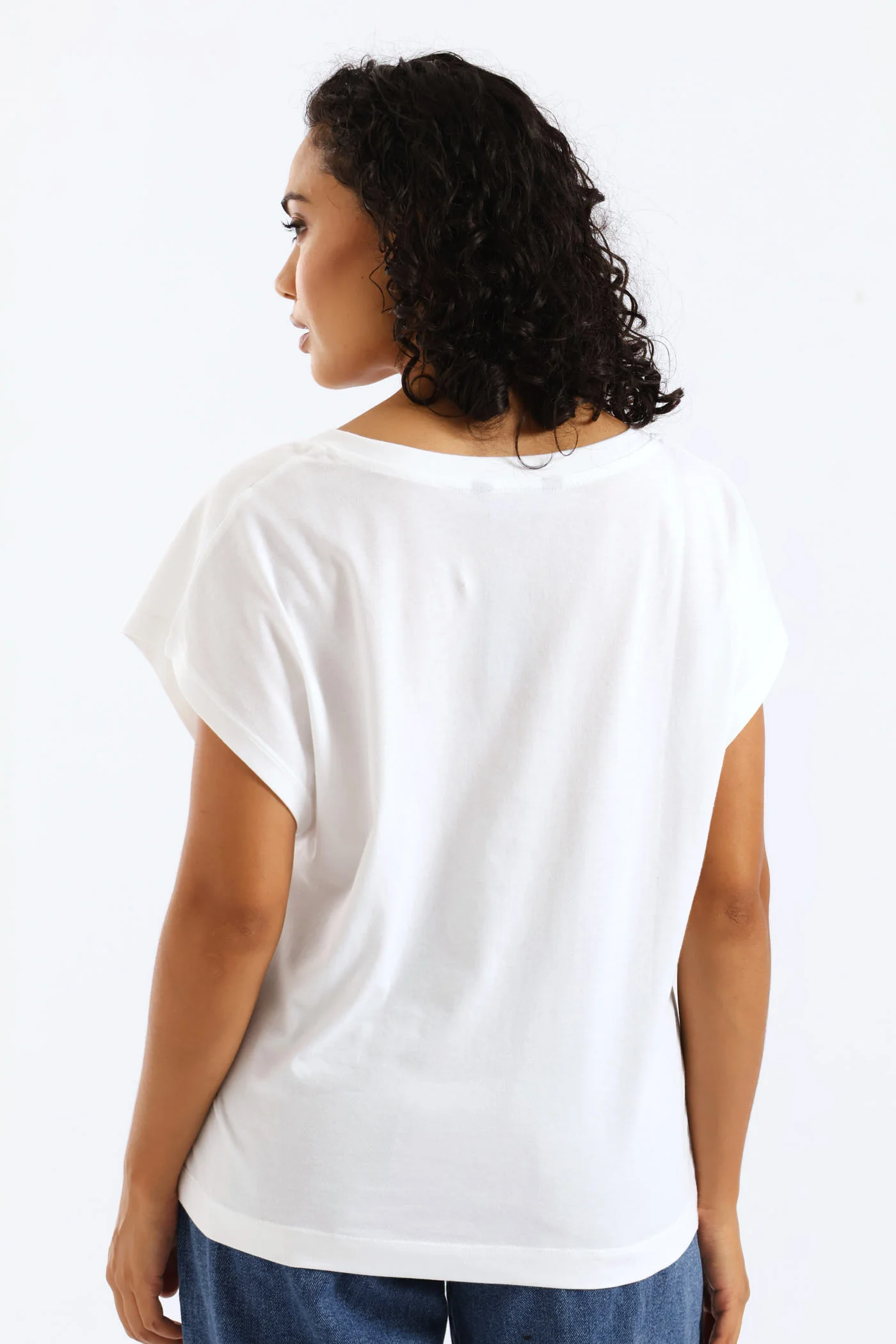 Boxy V-Tee - White - Image 2