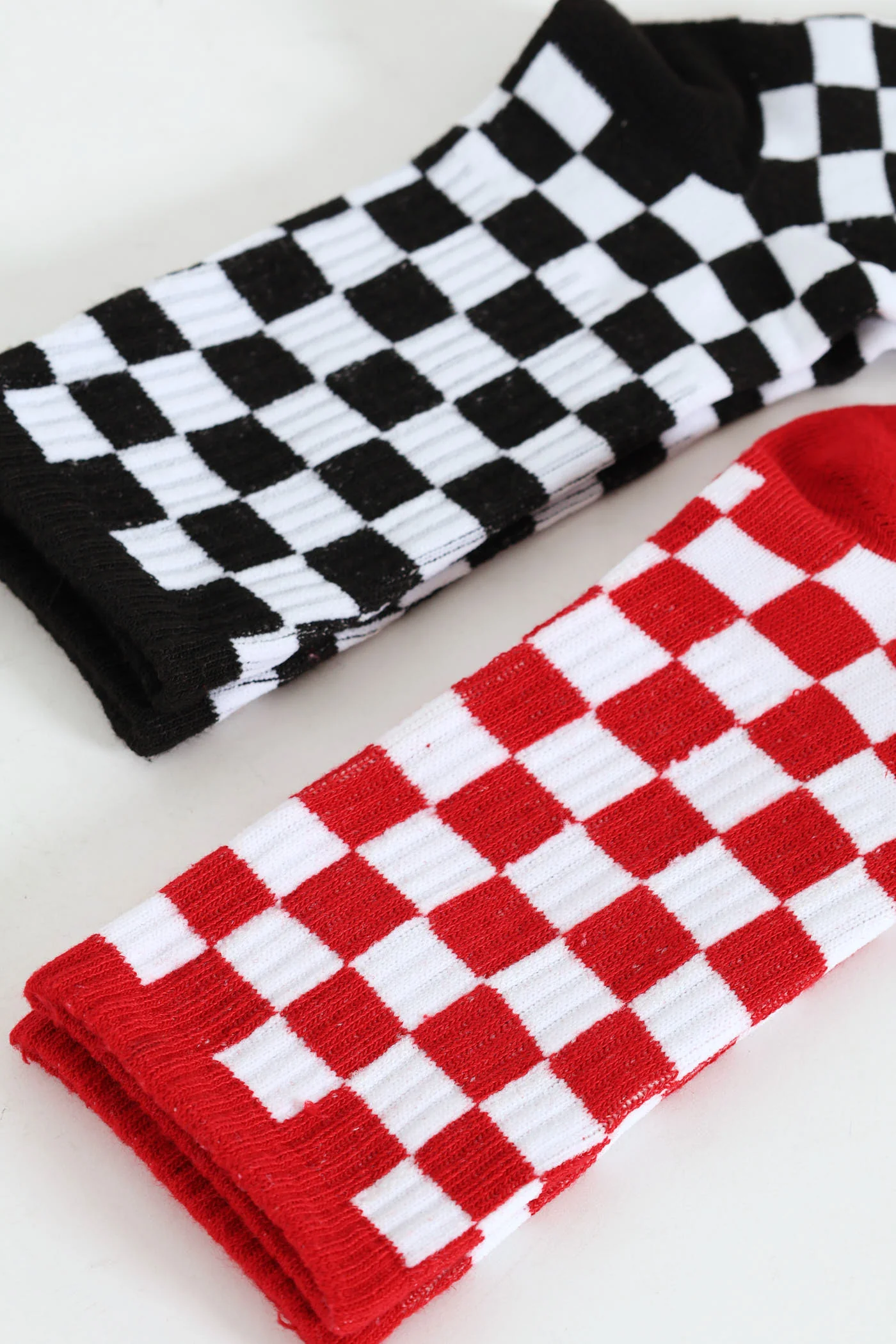 Boys 2 Pack Check Anklet Socks - Red/Black - Image 2