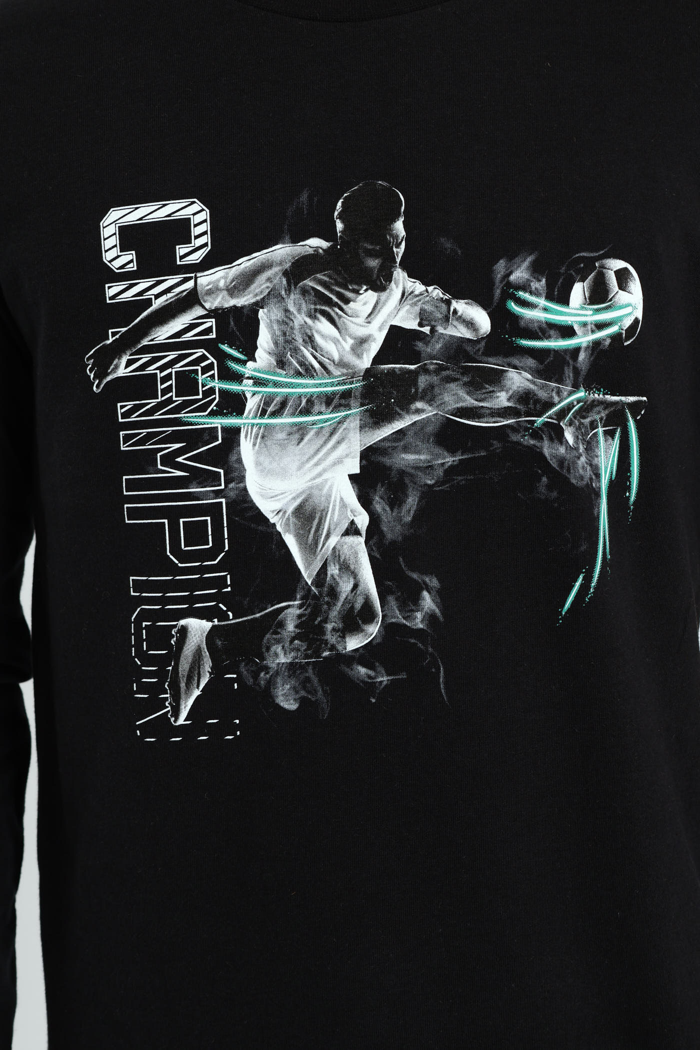 Boys 2 Pack Long Sleeve Gamer & Soccer Tees - Grey Melange/Black - Image 8