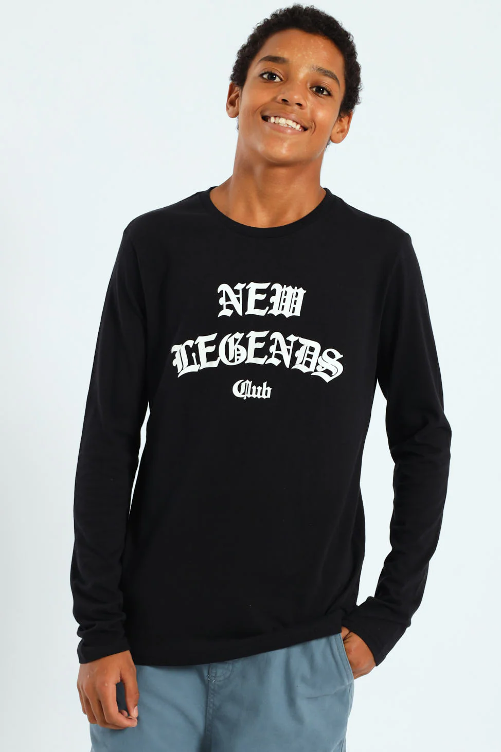Boys 2 Pack Skate Text Long Sleeve Tees - White/Black - Image 2