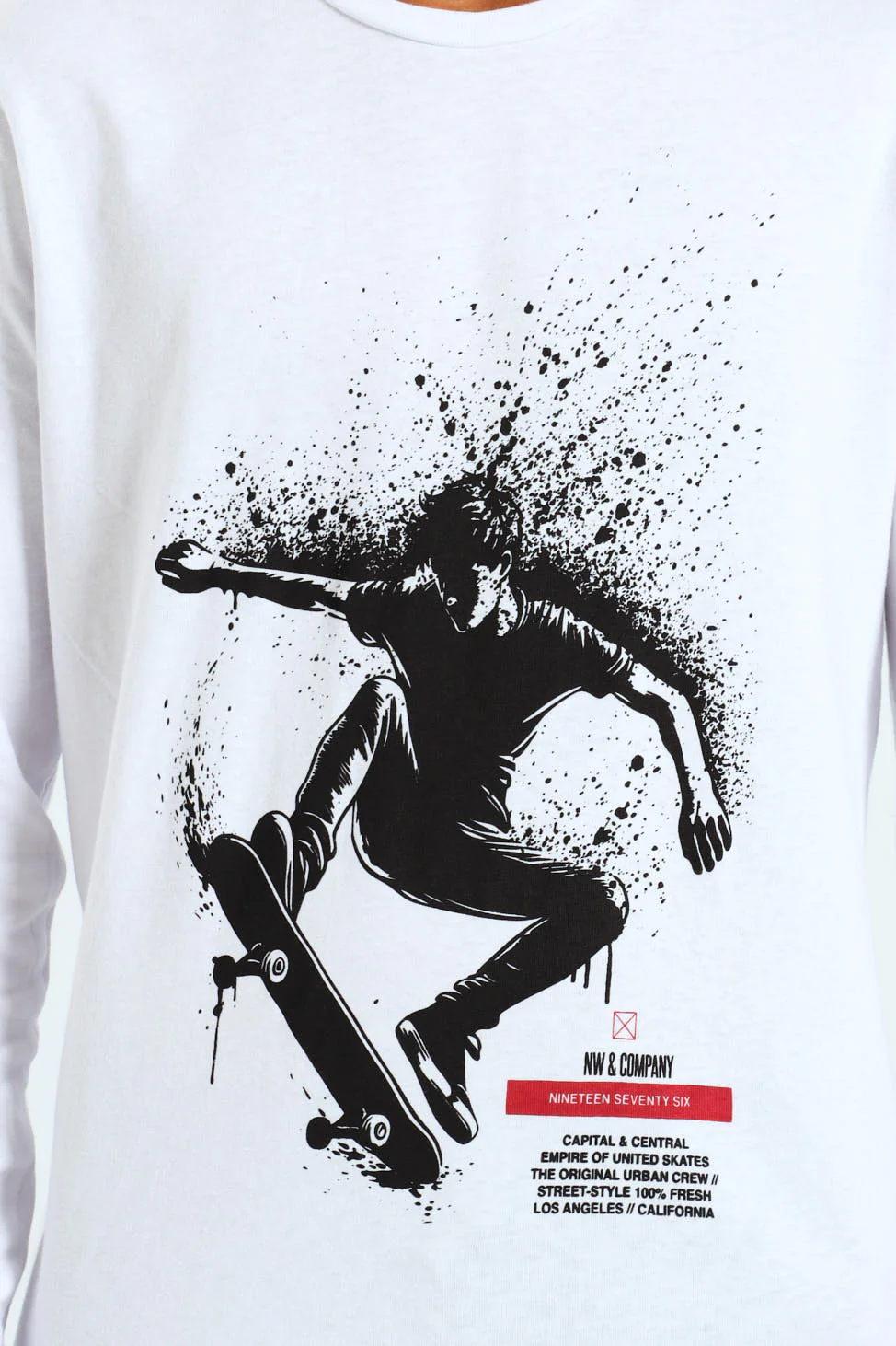 Boys 2 Pack Skate Text Long Sleeve Tees - White/Black - Image 5