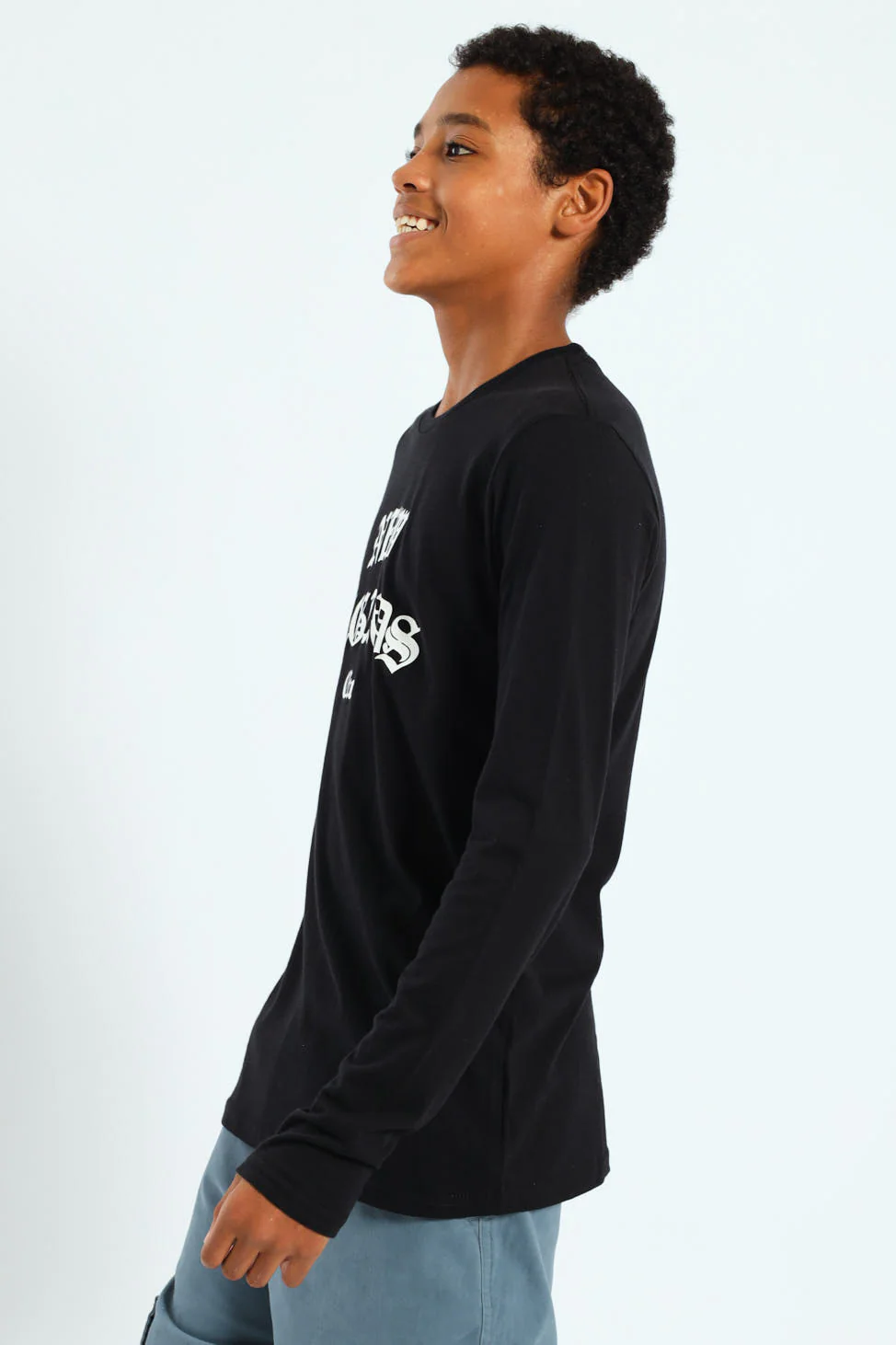 Boys 2 Pack Skate Text Long Sleeve Tees - White/Black - Image 6