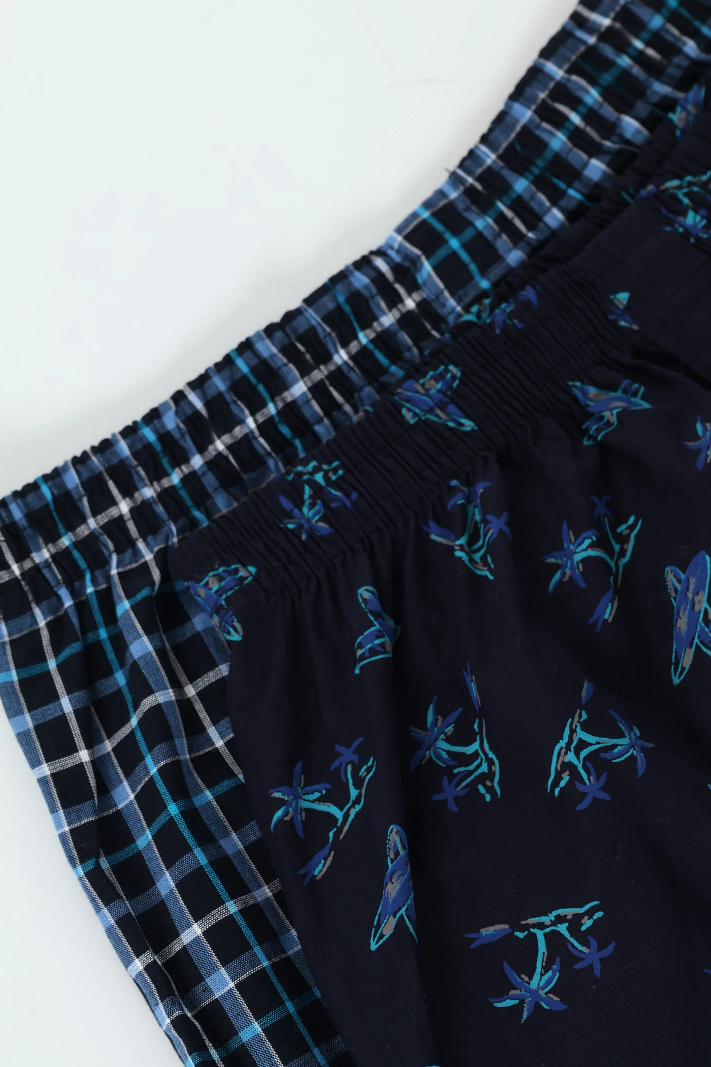 Boys 2 Pack Woven Check Palm Trees Boxers - Navy - Image 2