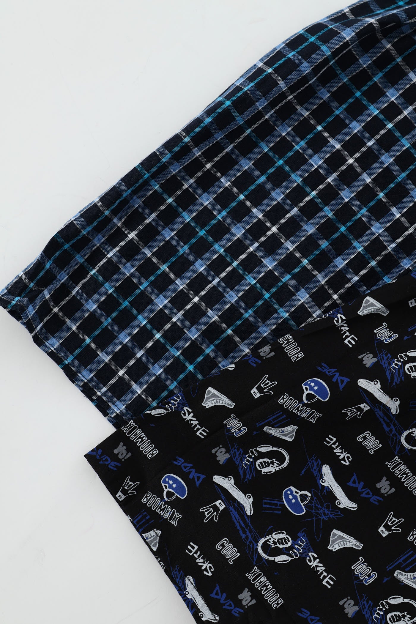 Boys 2 Pack Woven Check Skate Boxers - Navy - Image 3
