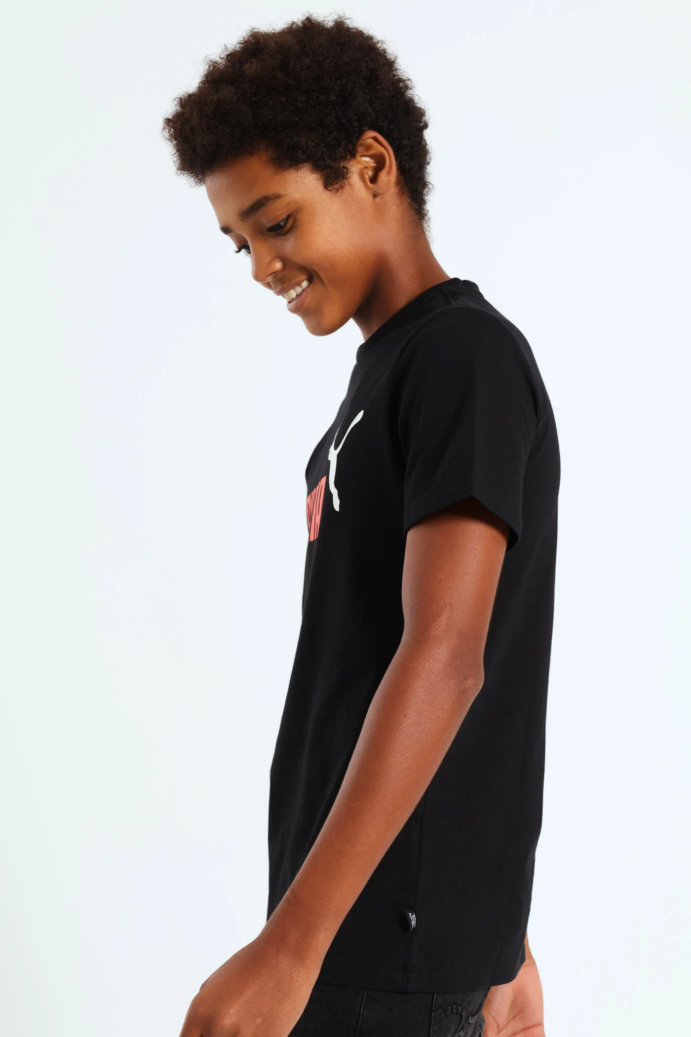 Boys 2 Tone Logo Tee - Black - Image 2