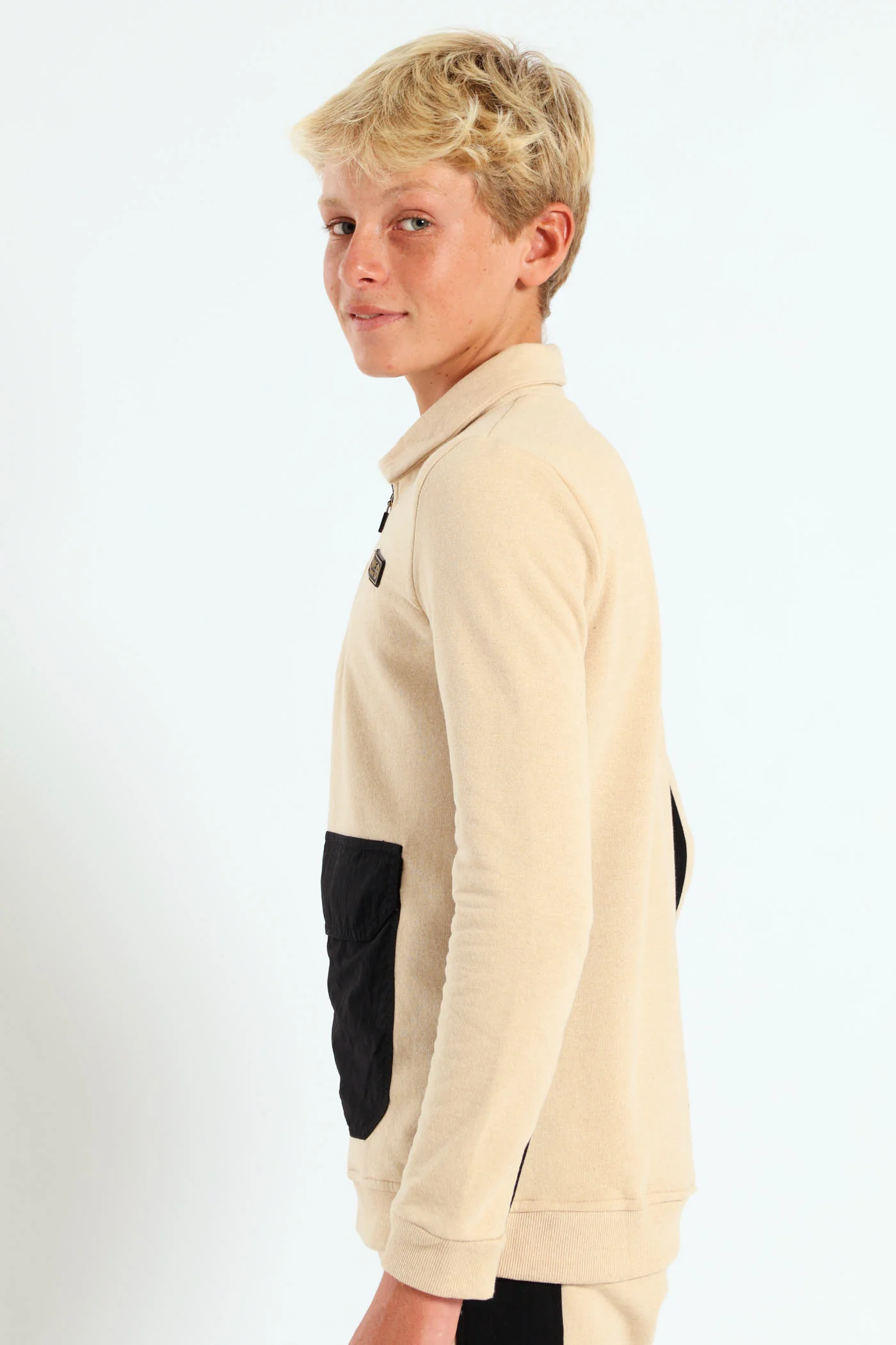 Boys 3/4 Zip Nylon Pocket Fleece Top - Image 3