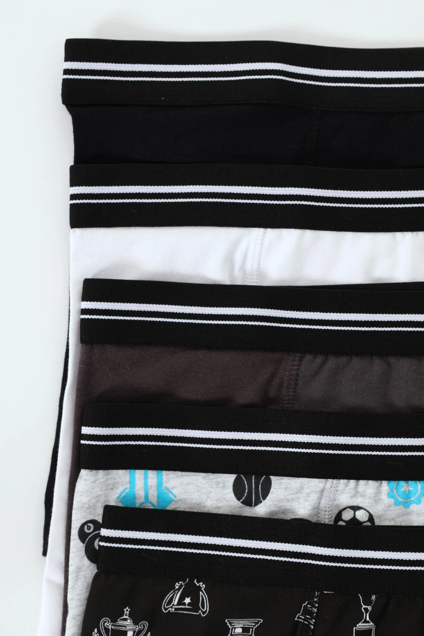 Boys 5 Pack Sports Themed Boxers - Black - Image 3