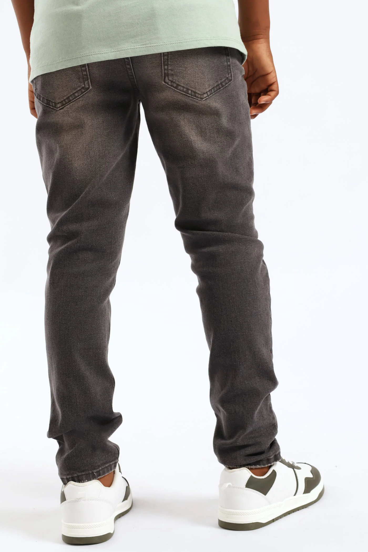 Boys Abraised Slim Denim Jean - Grey Wash - Image 5