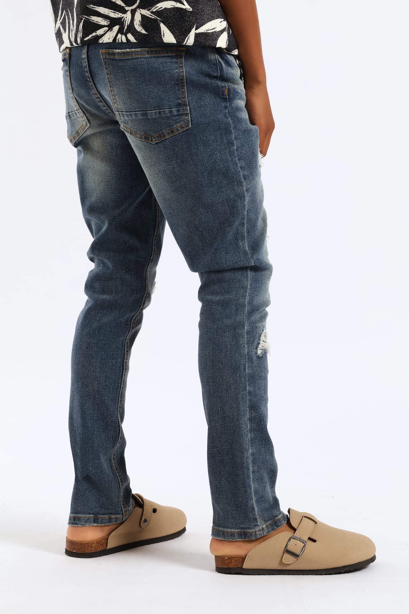 Boys Abraised Slim Denim Jean - Indigo - Image 5