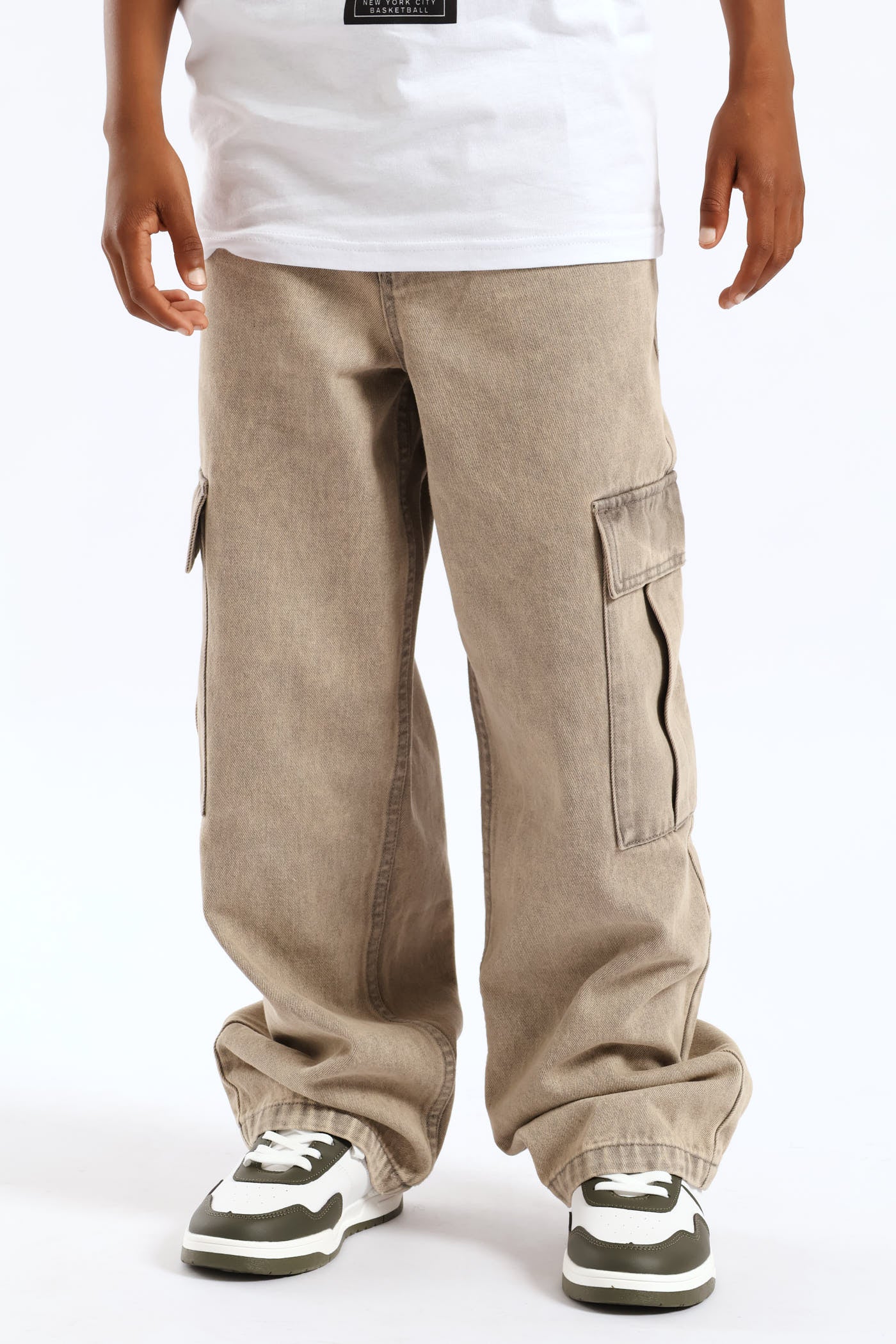 Boys Acid Baggy Cargo Jean - Brown - Image 3