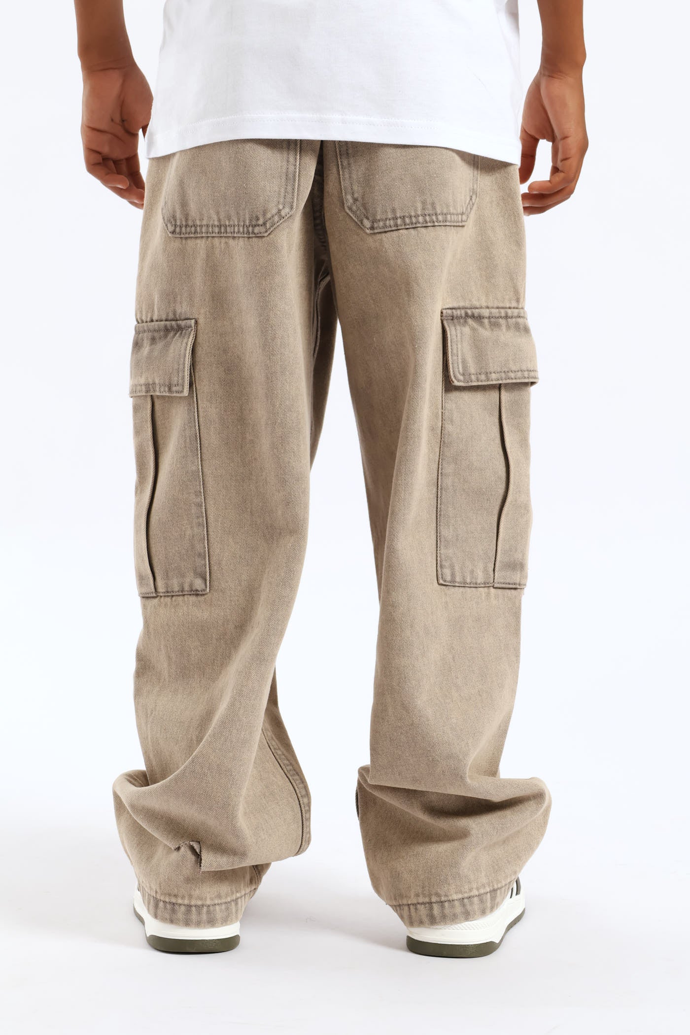 Boys Acid Baggy Cargo Jean - Brown - Image 4
