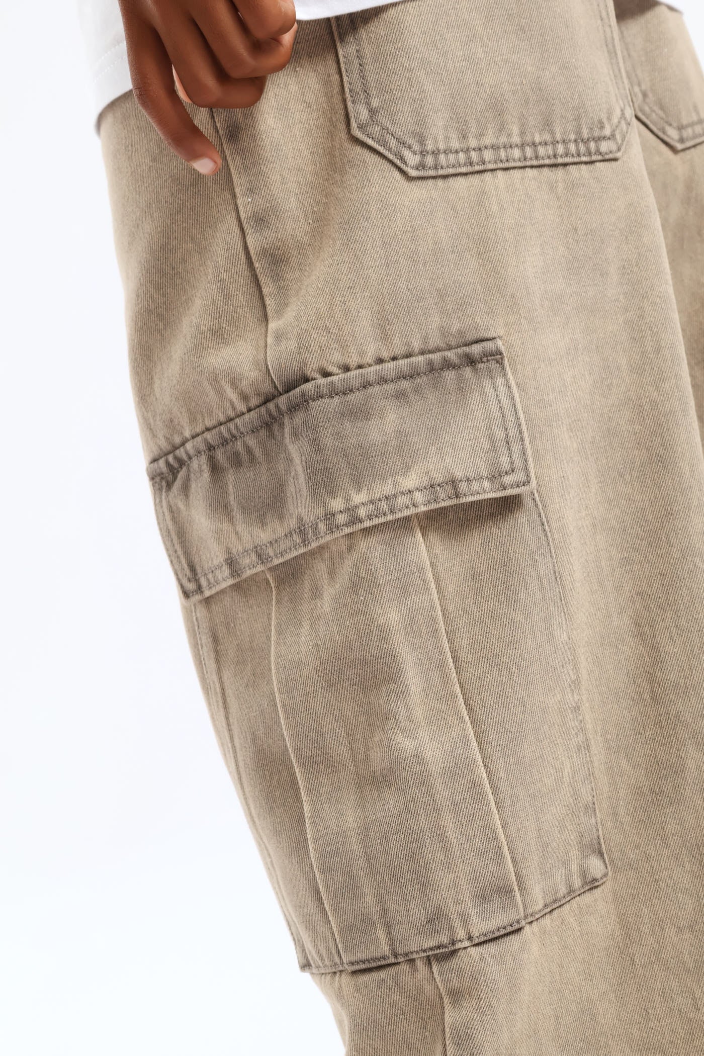 Boys Acid Baggy Cargo Jean - Brown - Image 5