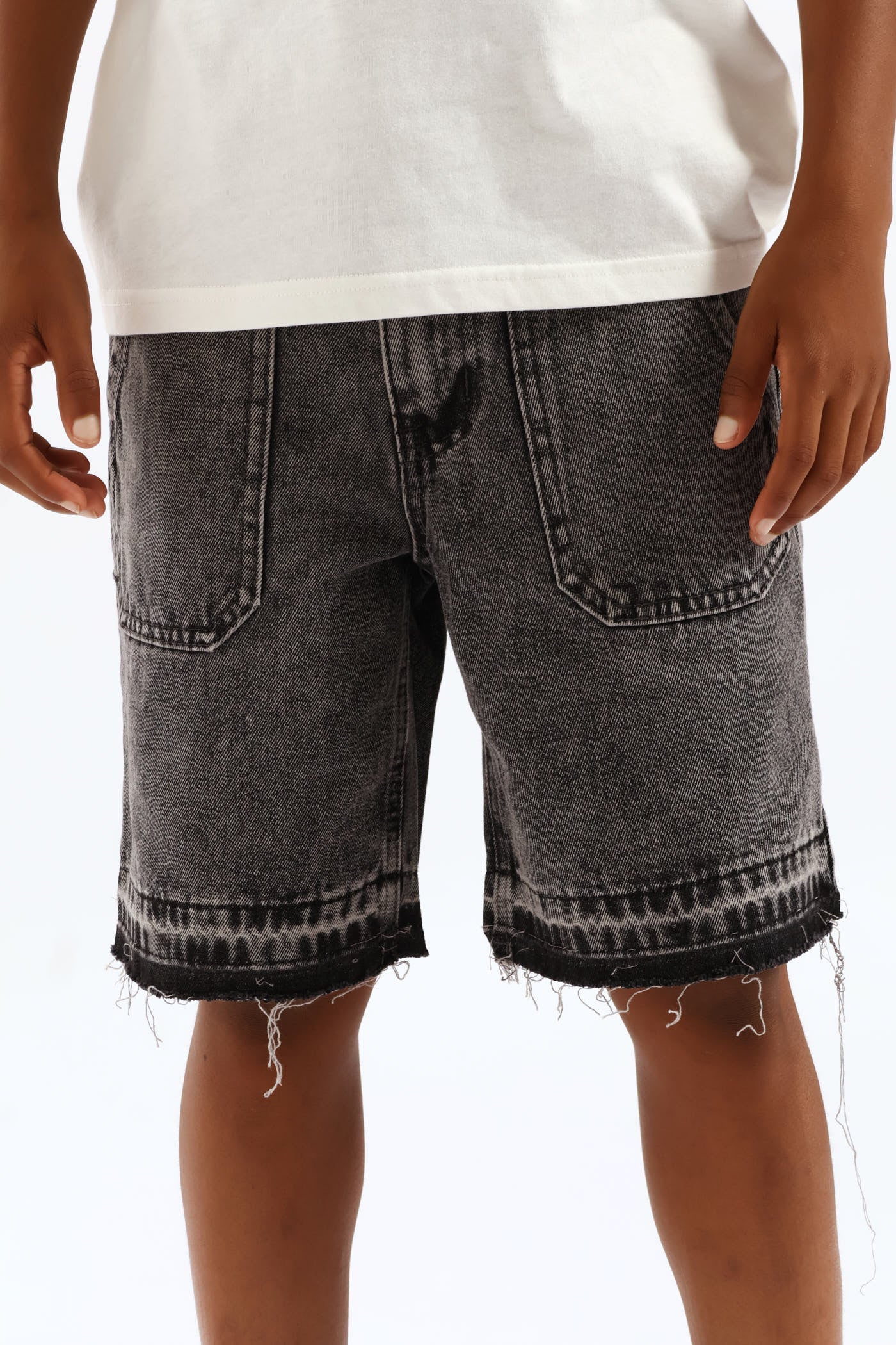 Boys Acid Wash Denim Walkshort - Grey - Image 2
