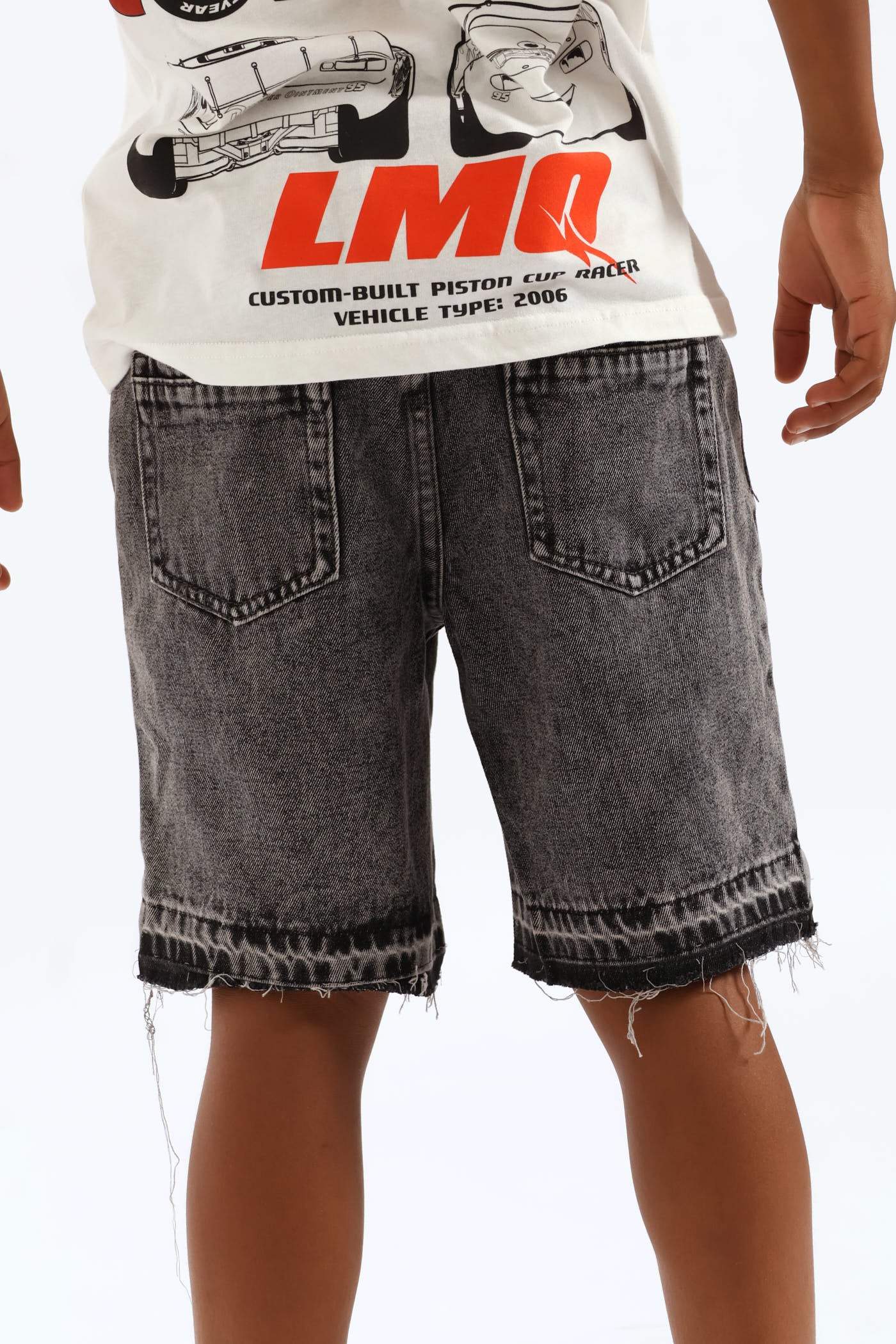 Boys Acid Wash Denim Walkshort - Grey - Image 5