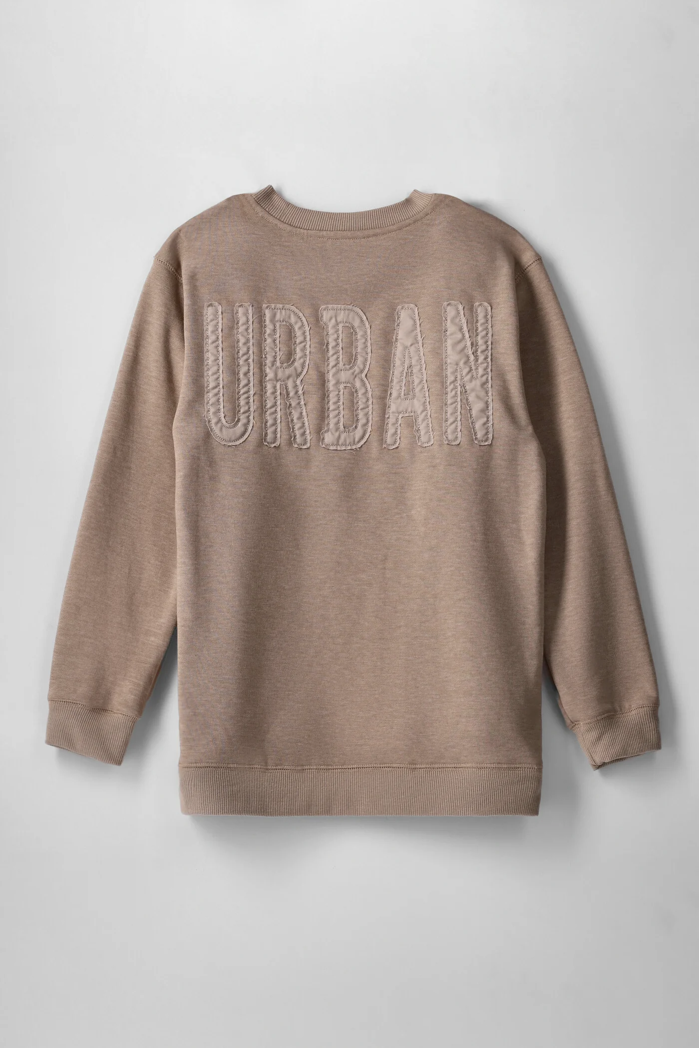 Boys Acid Wash Embroidered Fleece Crew Top - Stone - Image 2