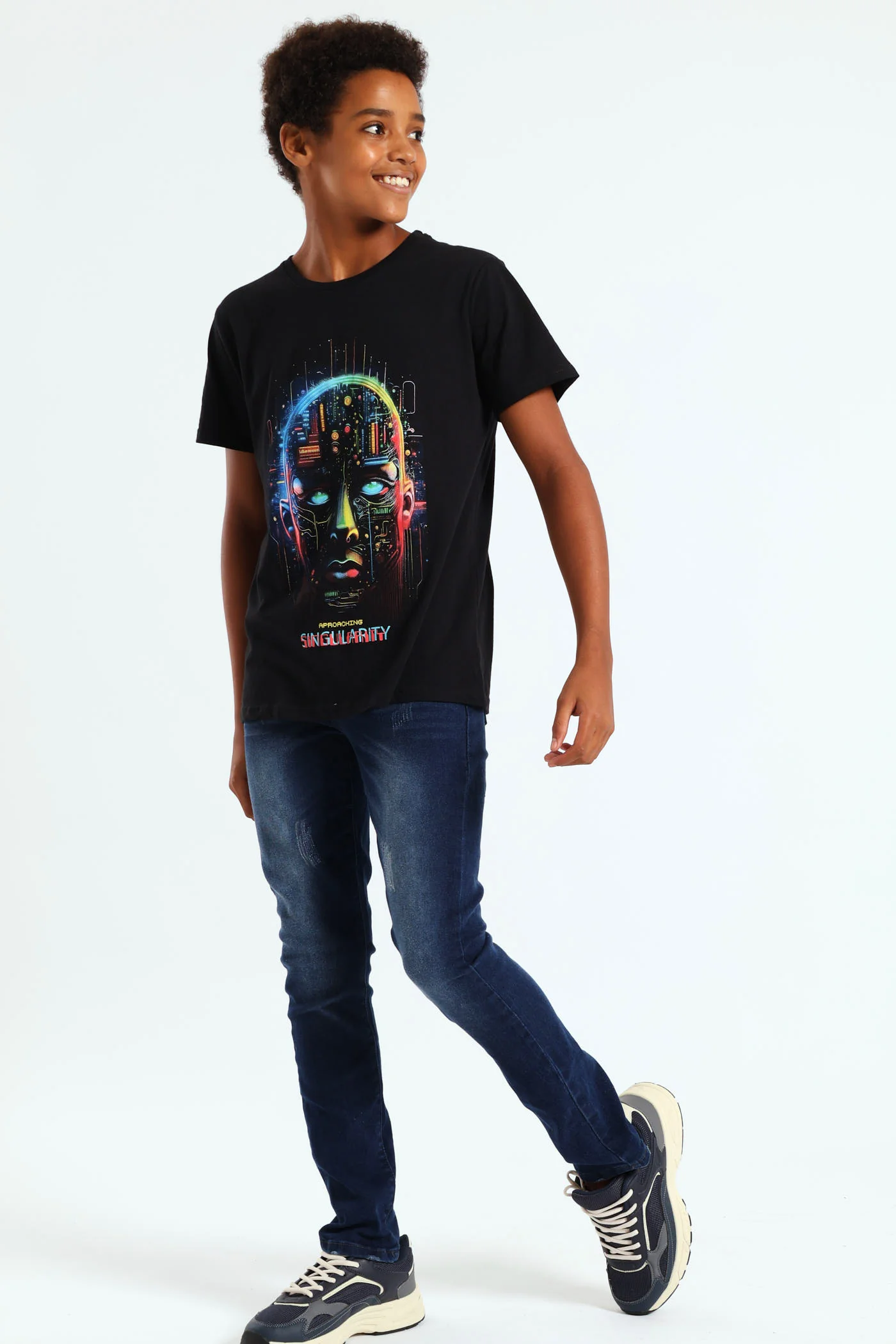 Boys AI Print Tee - Black - Image 4
