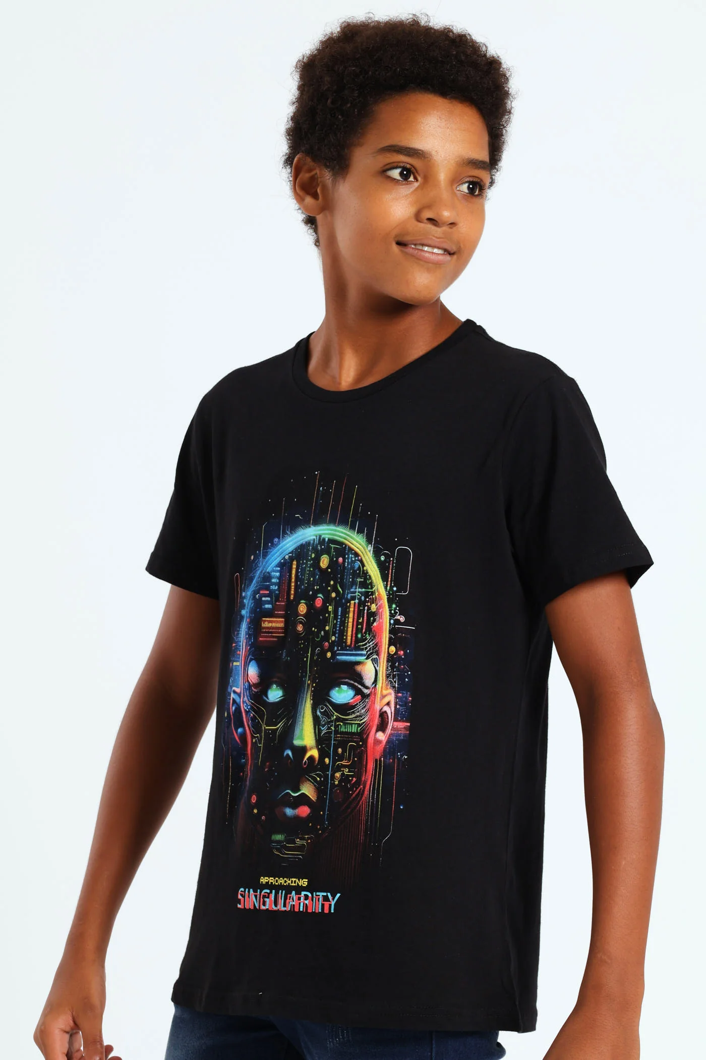 Boys AI Print Tee - Black - Image 5