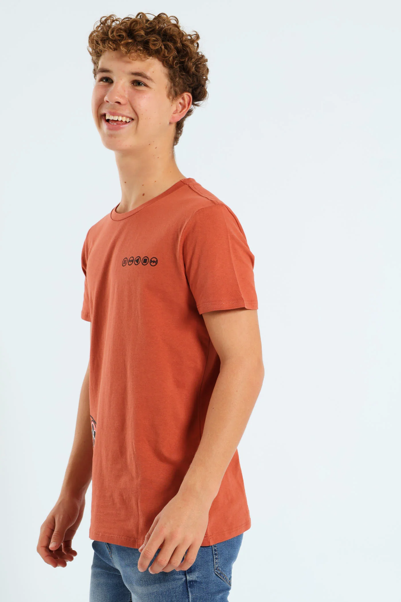 Boys Back Print Gamer Tee - Rust - Image 3