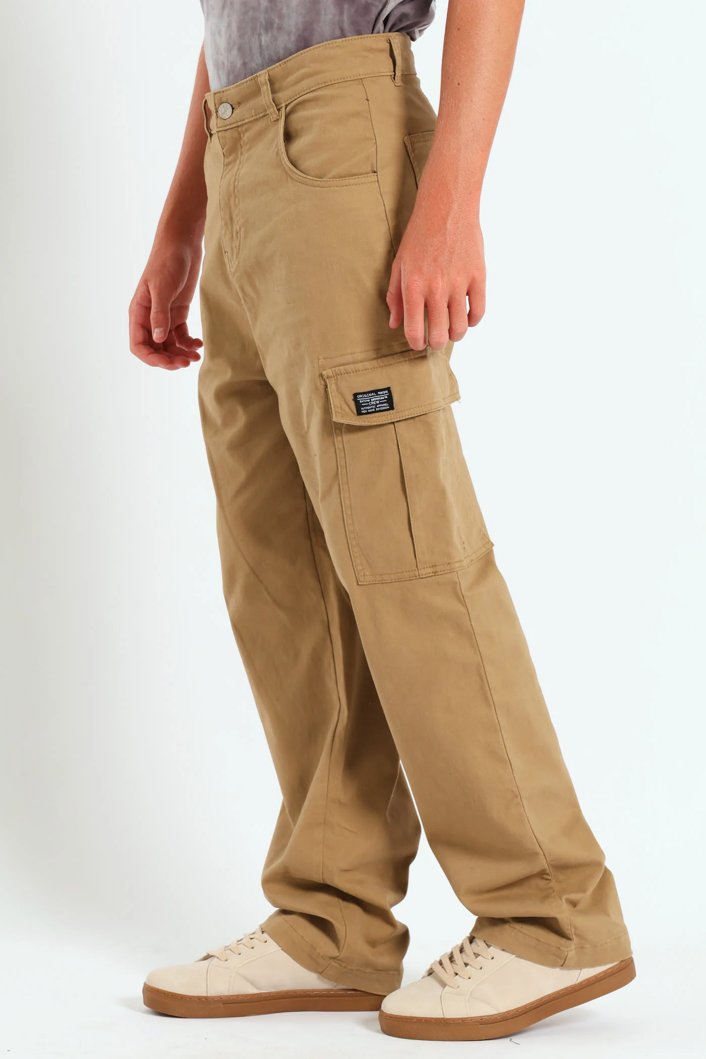 Boys Baggy Cargo Pants - Stone - Image 3